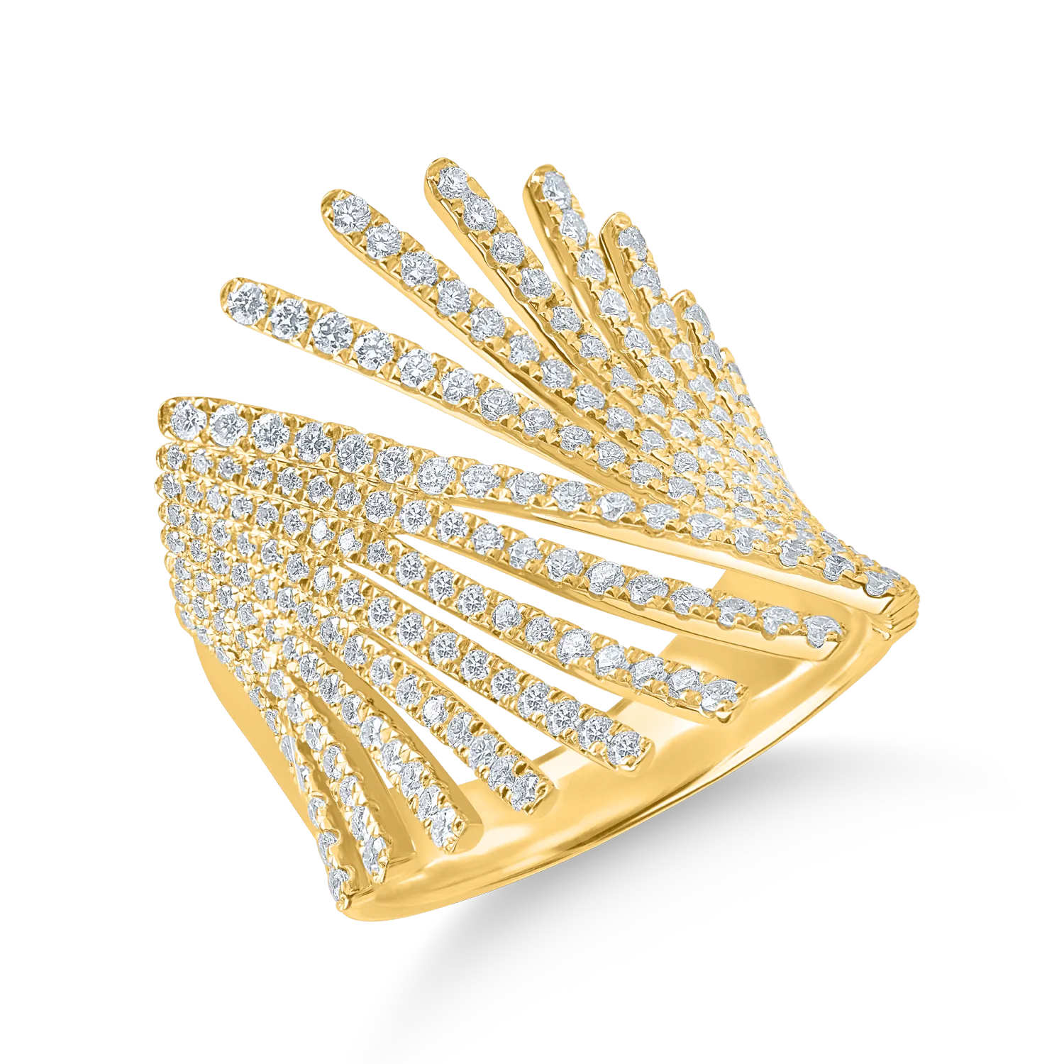 Yellow gold ring with 1.38ct microsetting diamonds