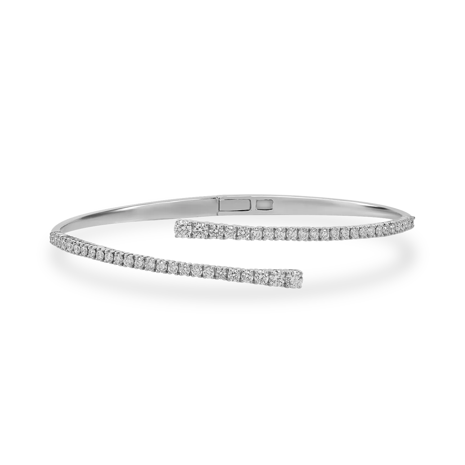 Bratara fixa deschisa din aur alb cu diamante de 1.37ct