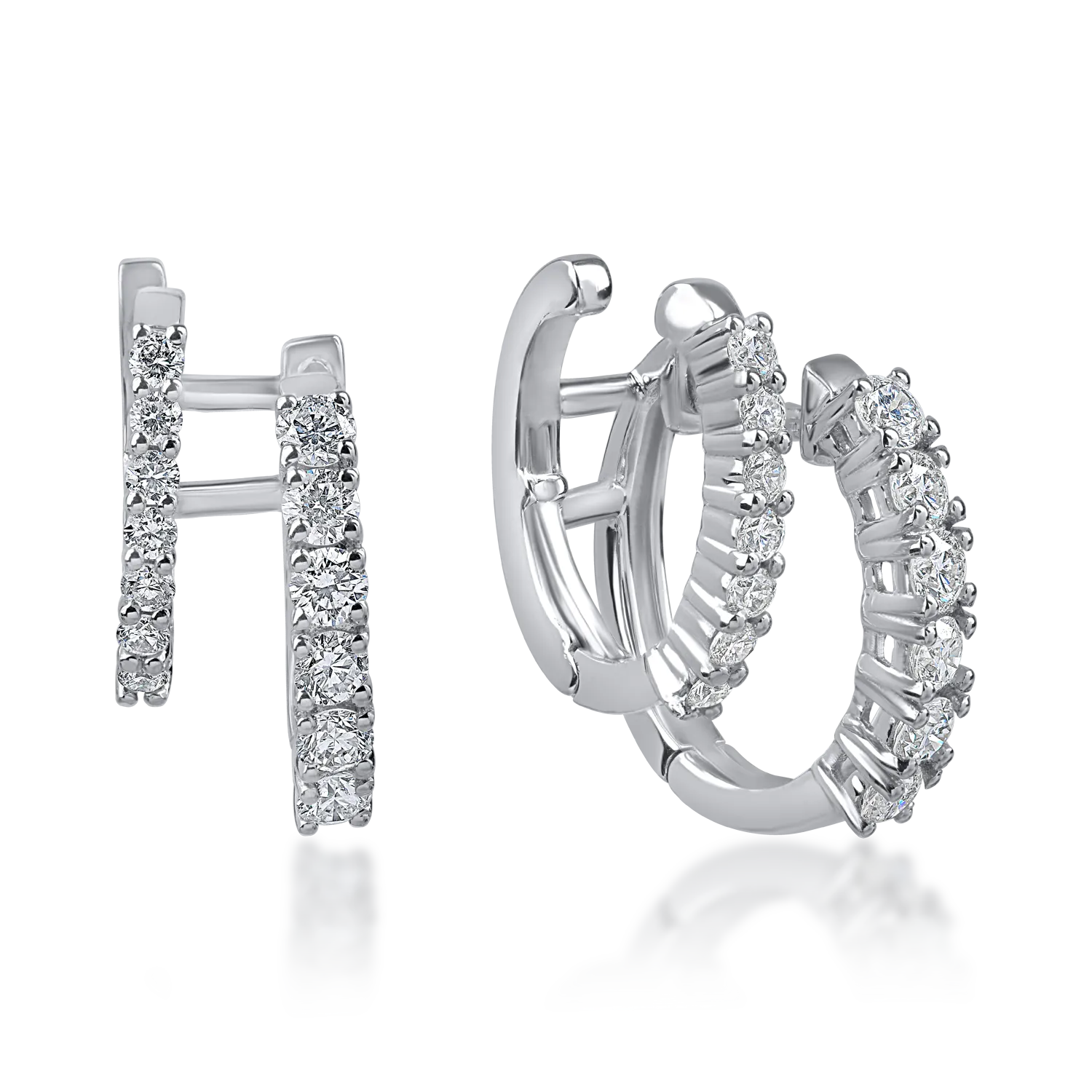 Cercei dubli din aur alb cu diamante de 0.94ct