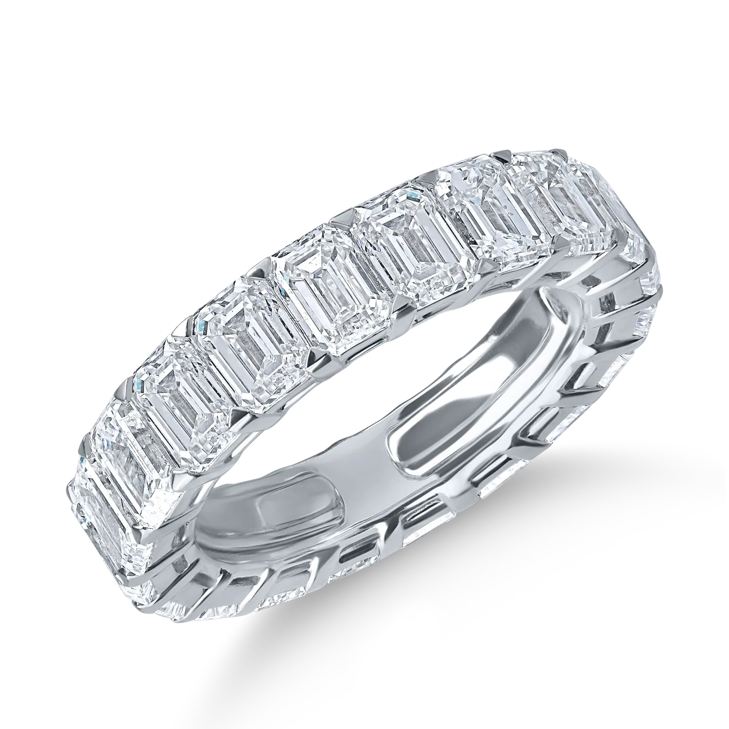 Inel eternity din aur alb cu diamante baguette de 7.73ct