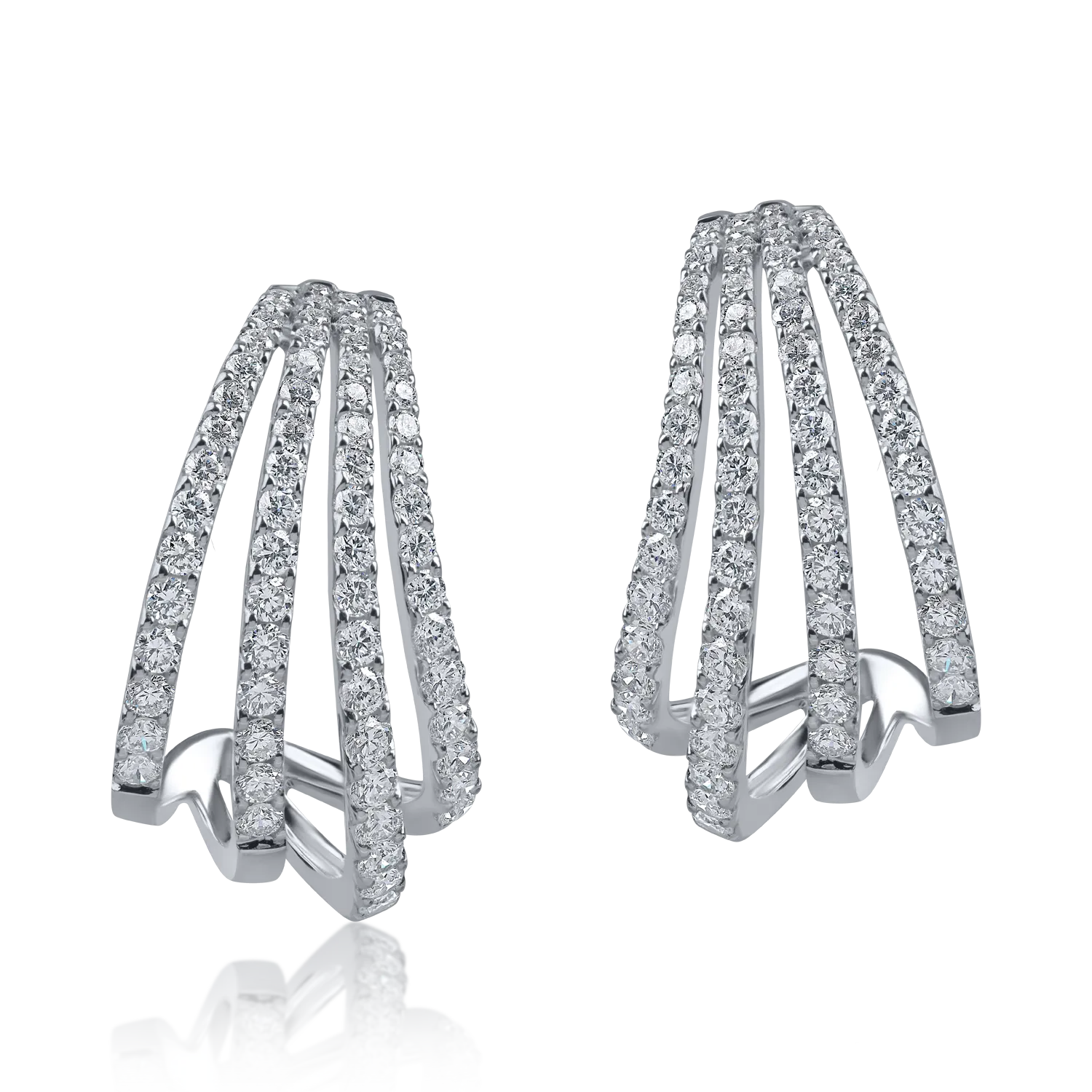 Cercei din aur alb cu diamante microsetting de 1.84ct