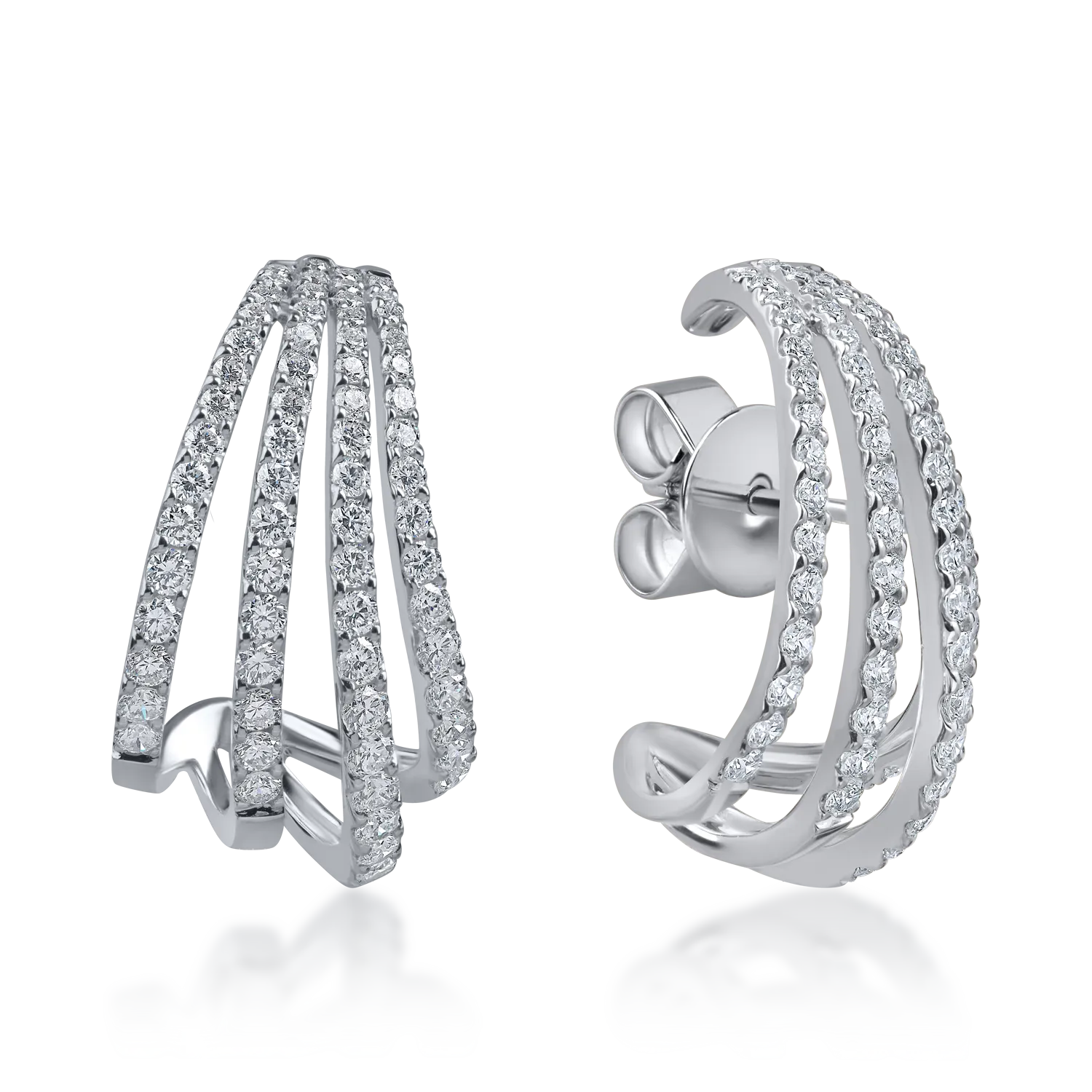 Cercei din aur alb cu diamante microsetting de 1.84ct