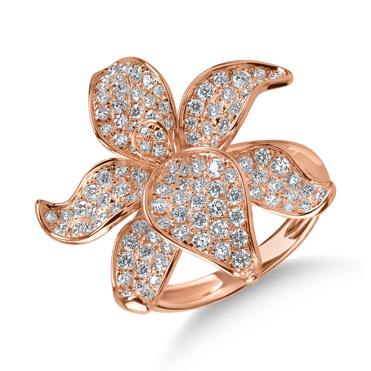 Inel floral din aur roz cu diamante de 1.29ct