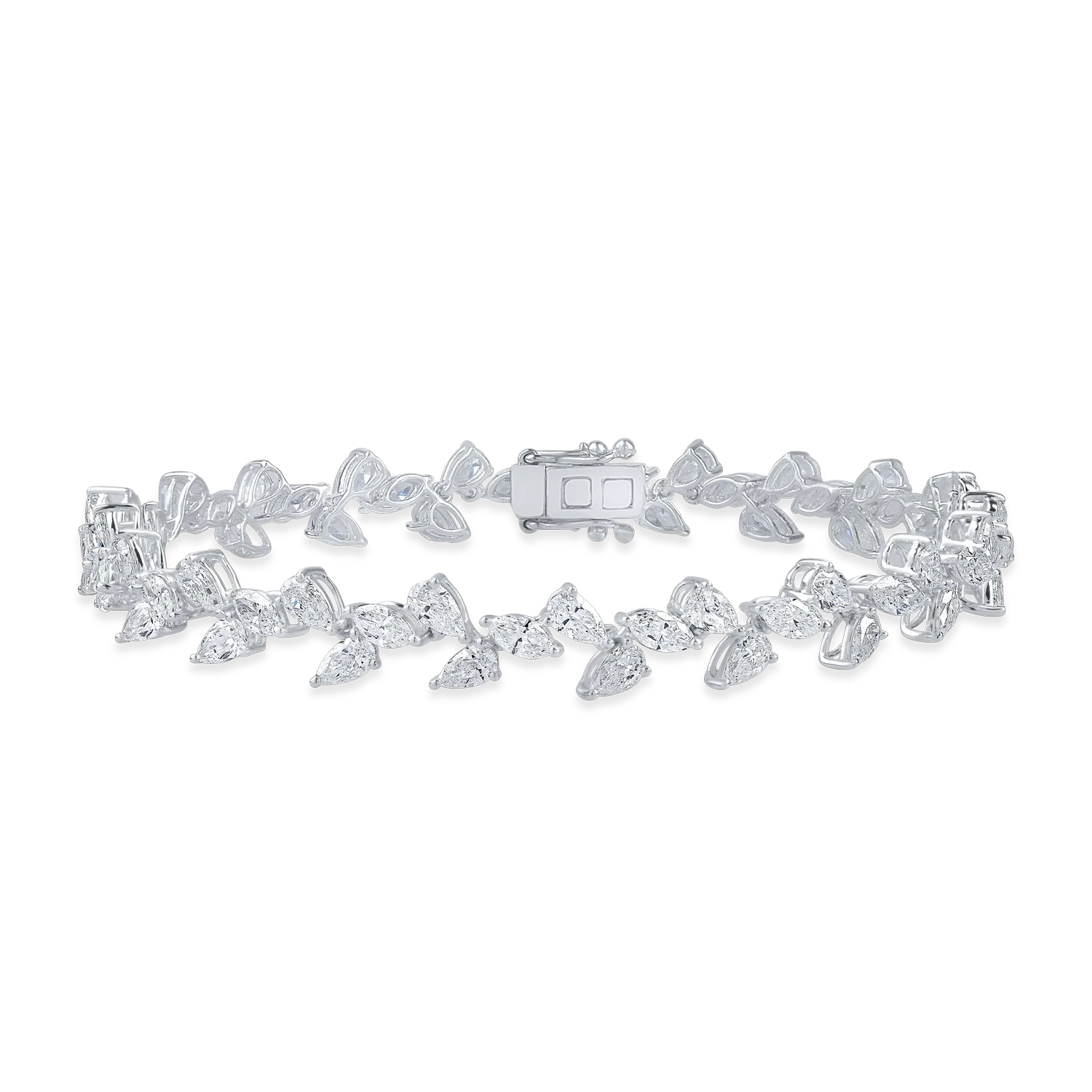 Bratara tennis din aur alb cu diamante pear si marquise de 5.91ct