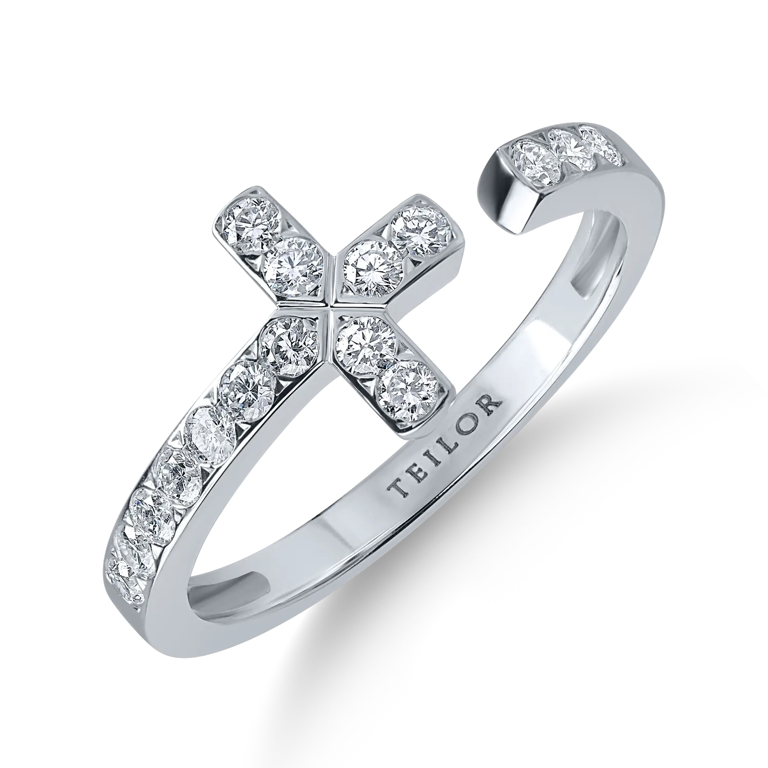 Inel deschis din aur alb cu diamante de 0.33ct