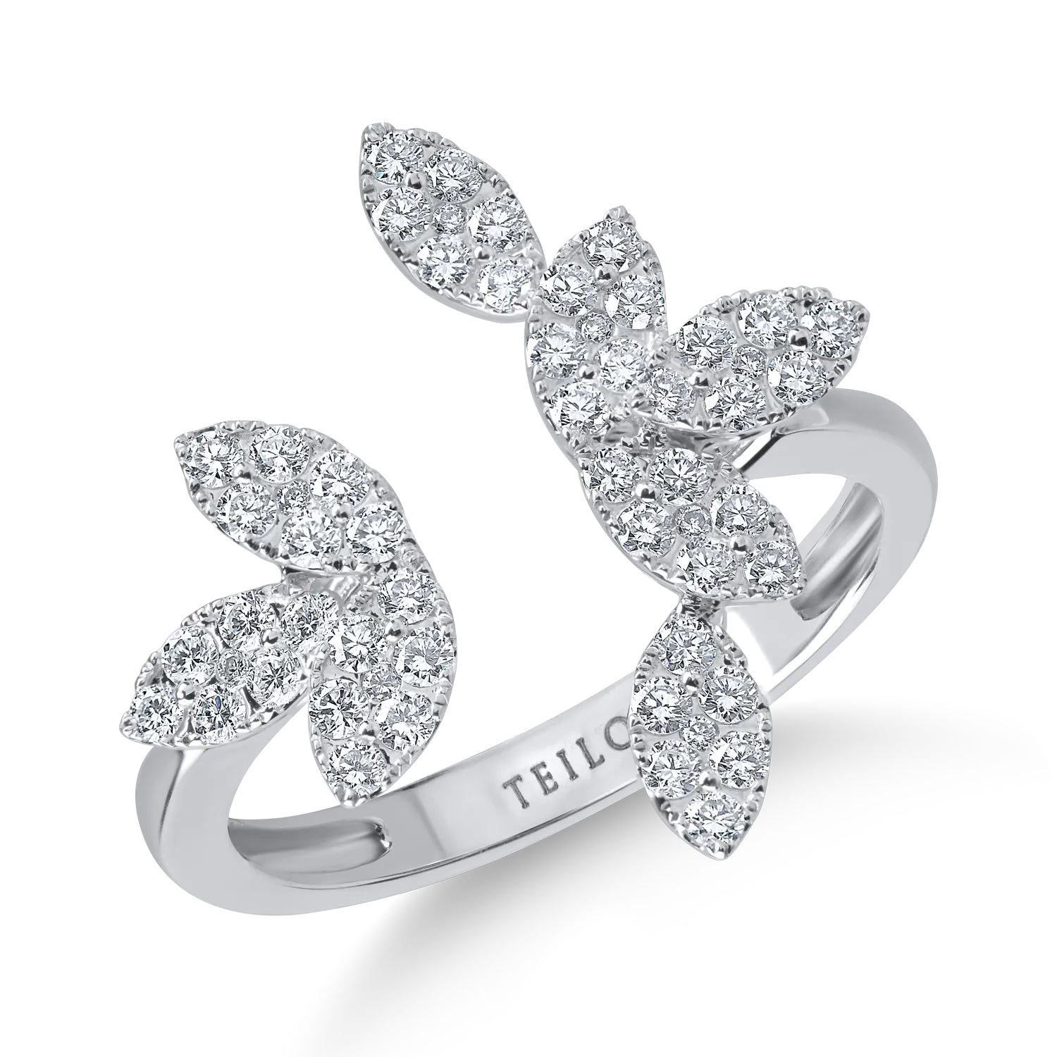 Inel deschis din aur alb cu diamante de 0.51ct