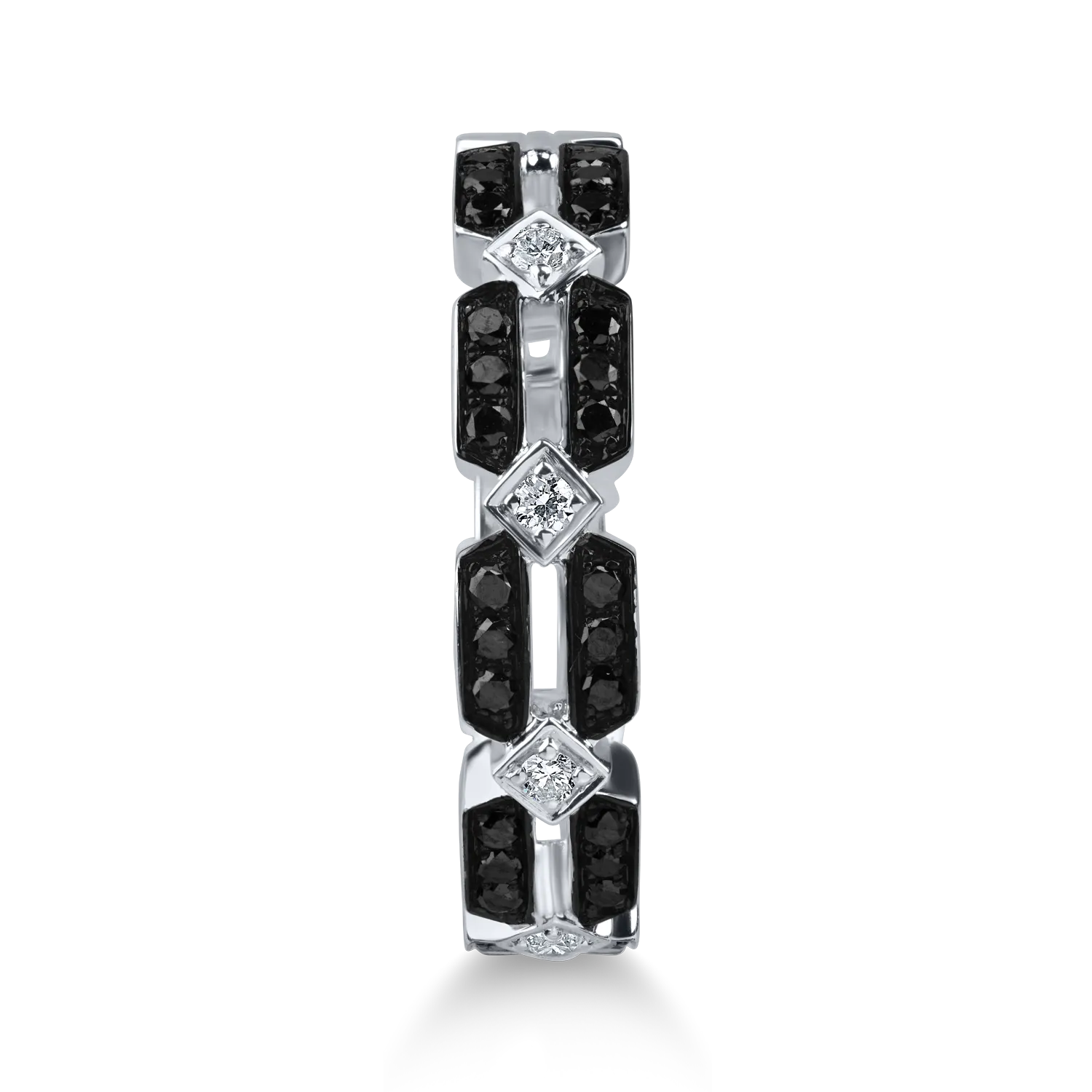 White gold ring with 0.33ct black and white diamonds