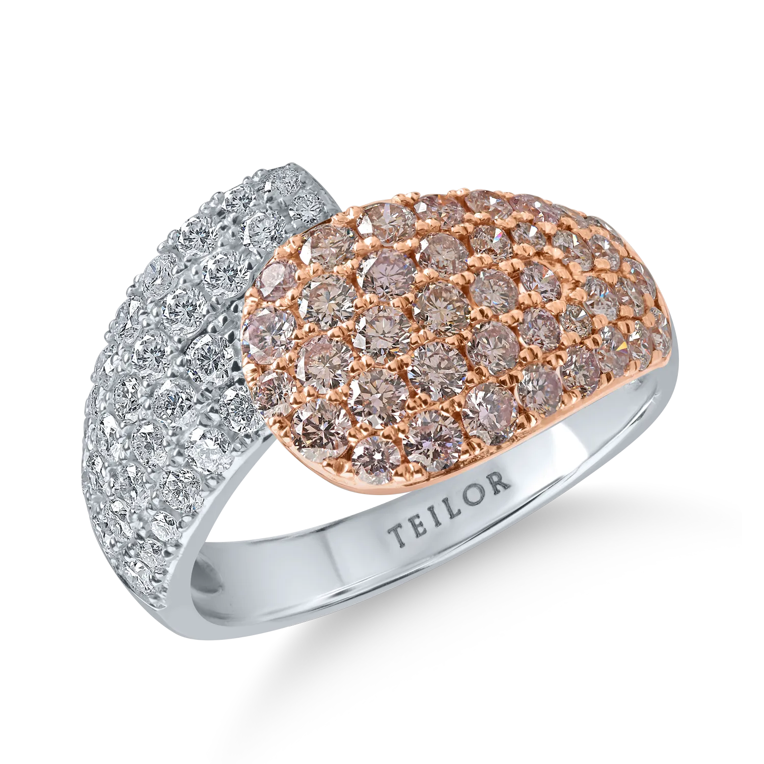 Inel din aur alb-roz cu diamante roz de 1.53ct