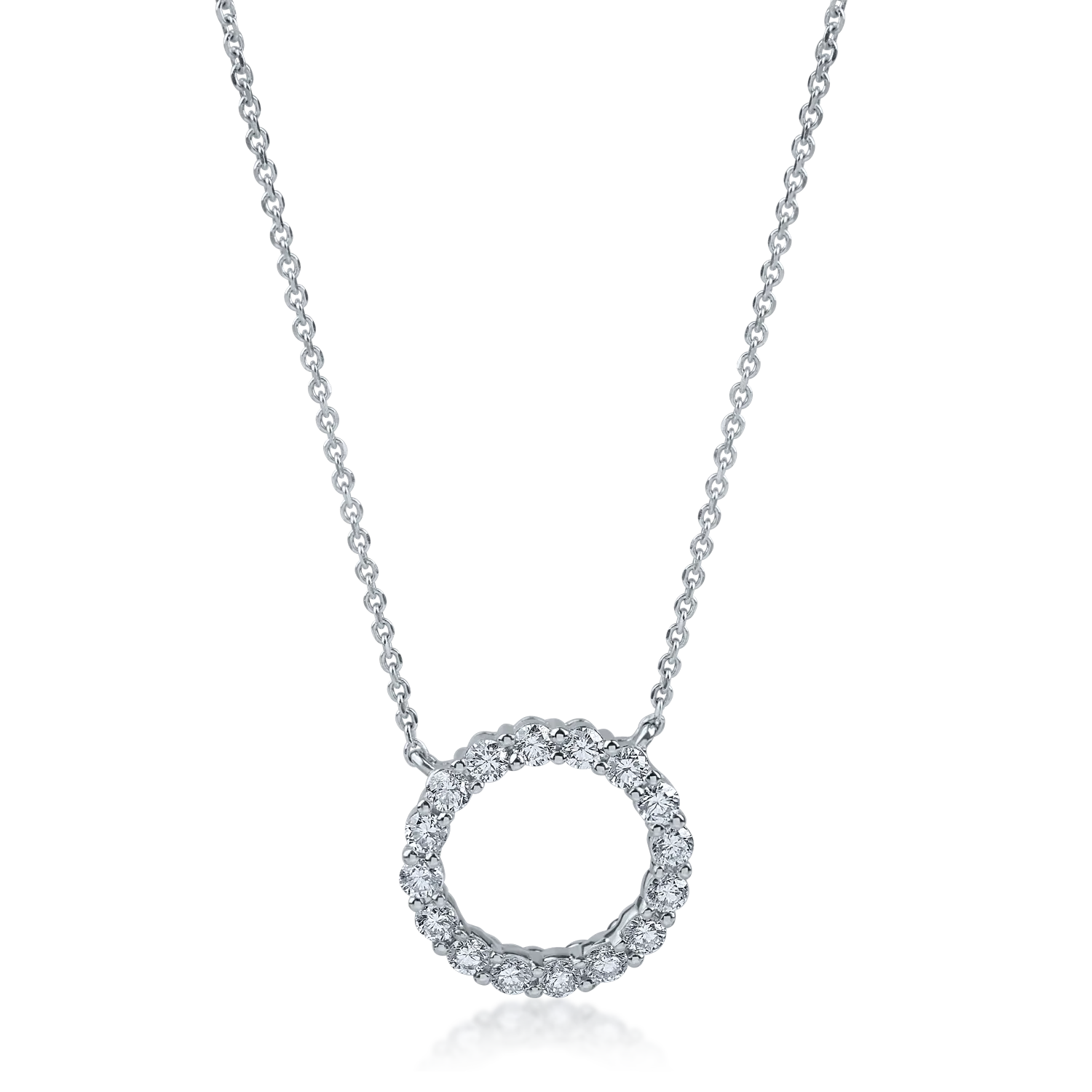 Teilor Lant cu pandantiv rotund din aur alb cu diamante de 0.34ct