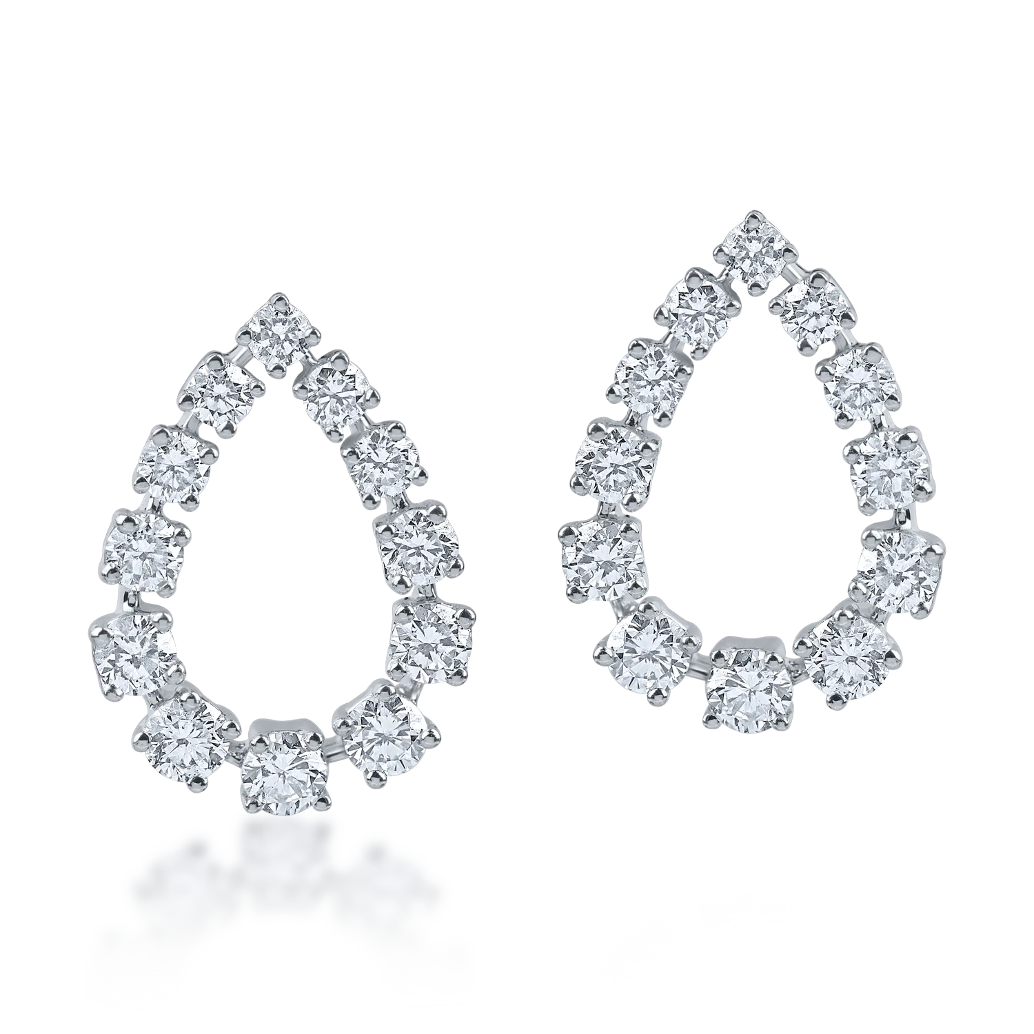 Cercei lacrima din aur alb cu diamante de 0.89ct