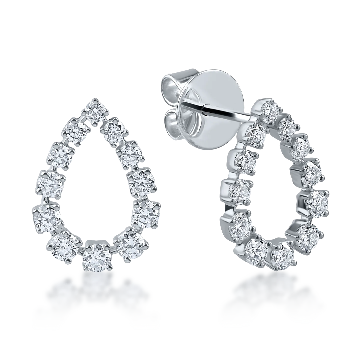 Cercei lacrima din aur alb cu diamante de 0.89ct