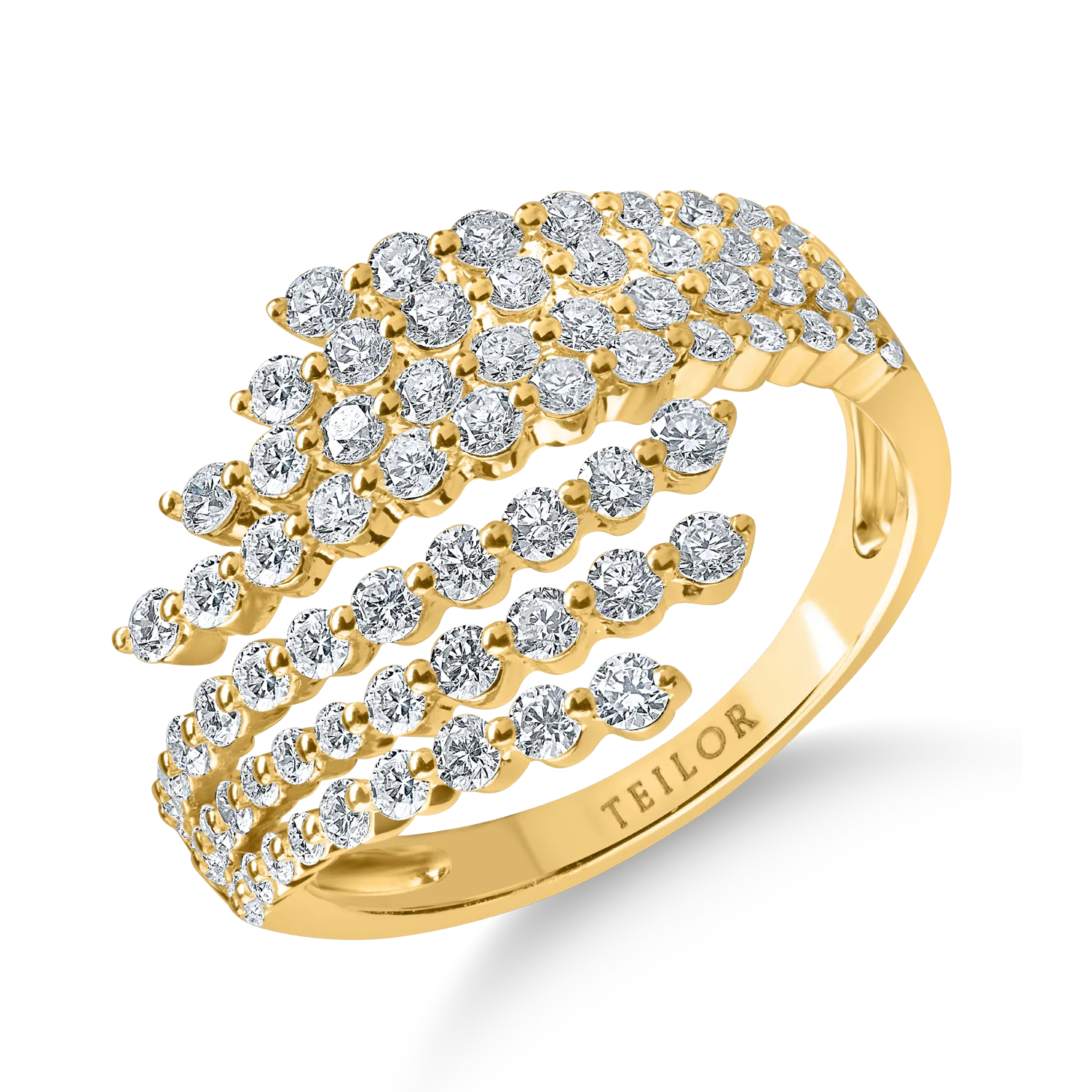 Inel deschis din aur galben cu diamante de 1.25ct