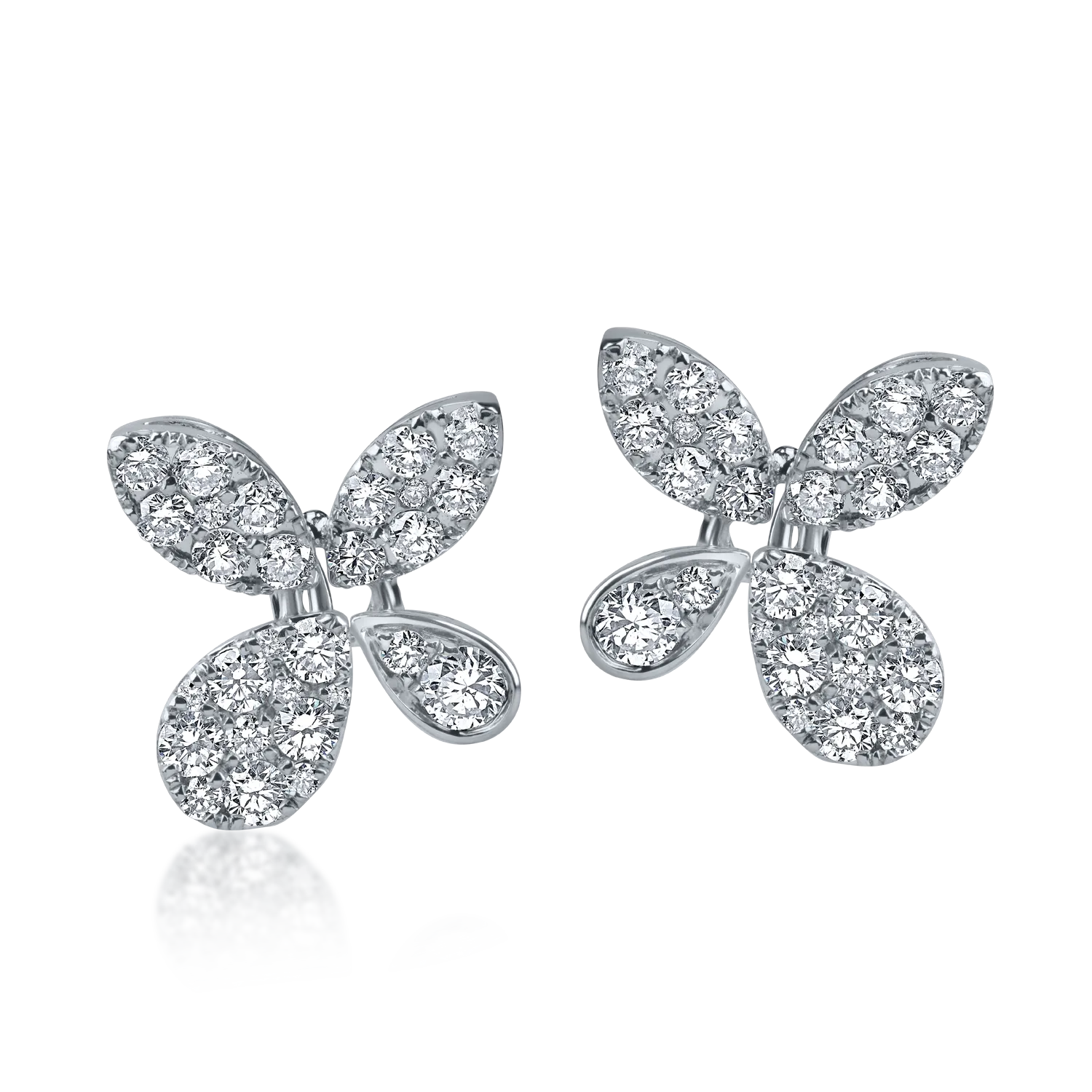 Cercei florali din aur alb cu diamante de 0.68ct