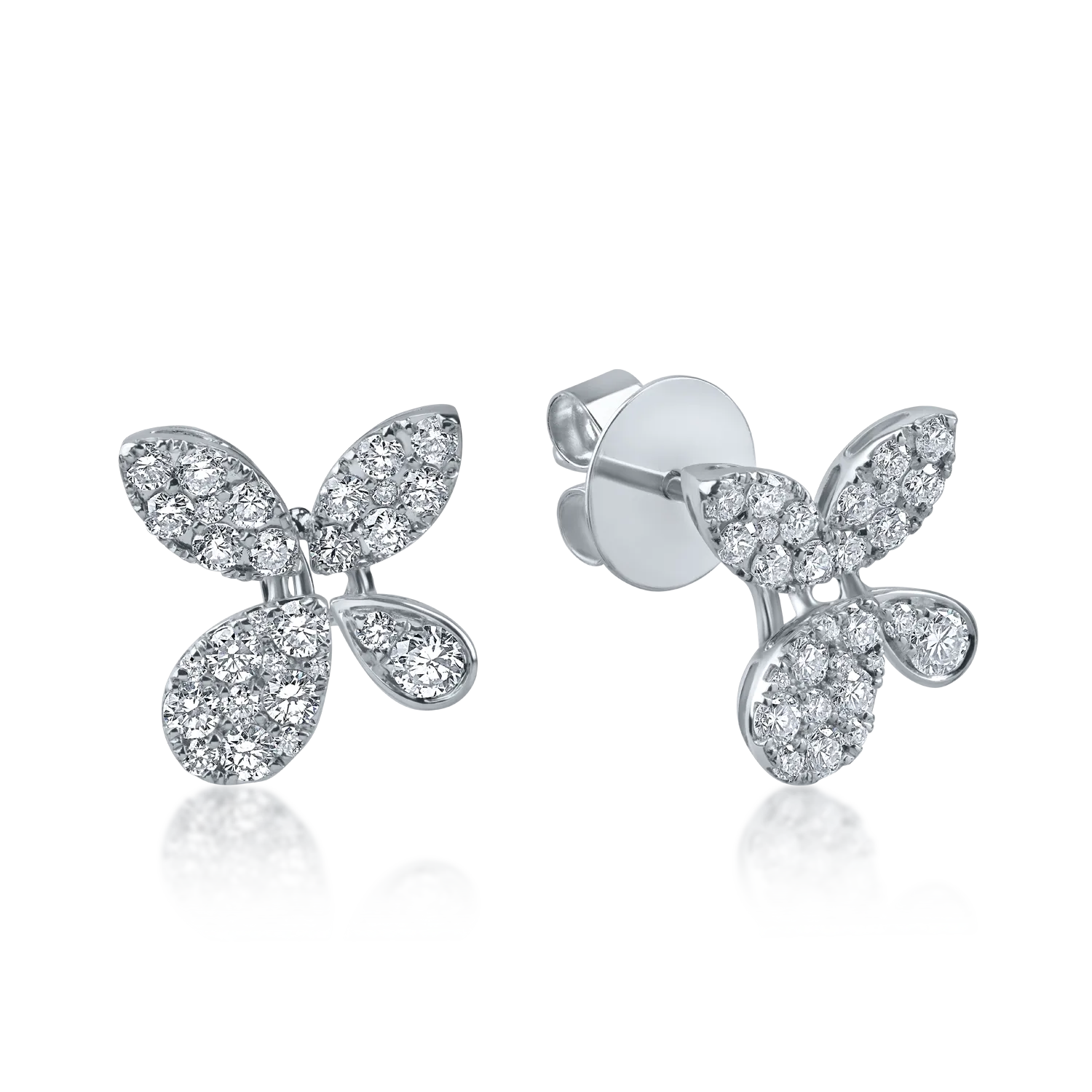 Cercei florali din aur alb cu diamante de 0.68ct