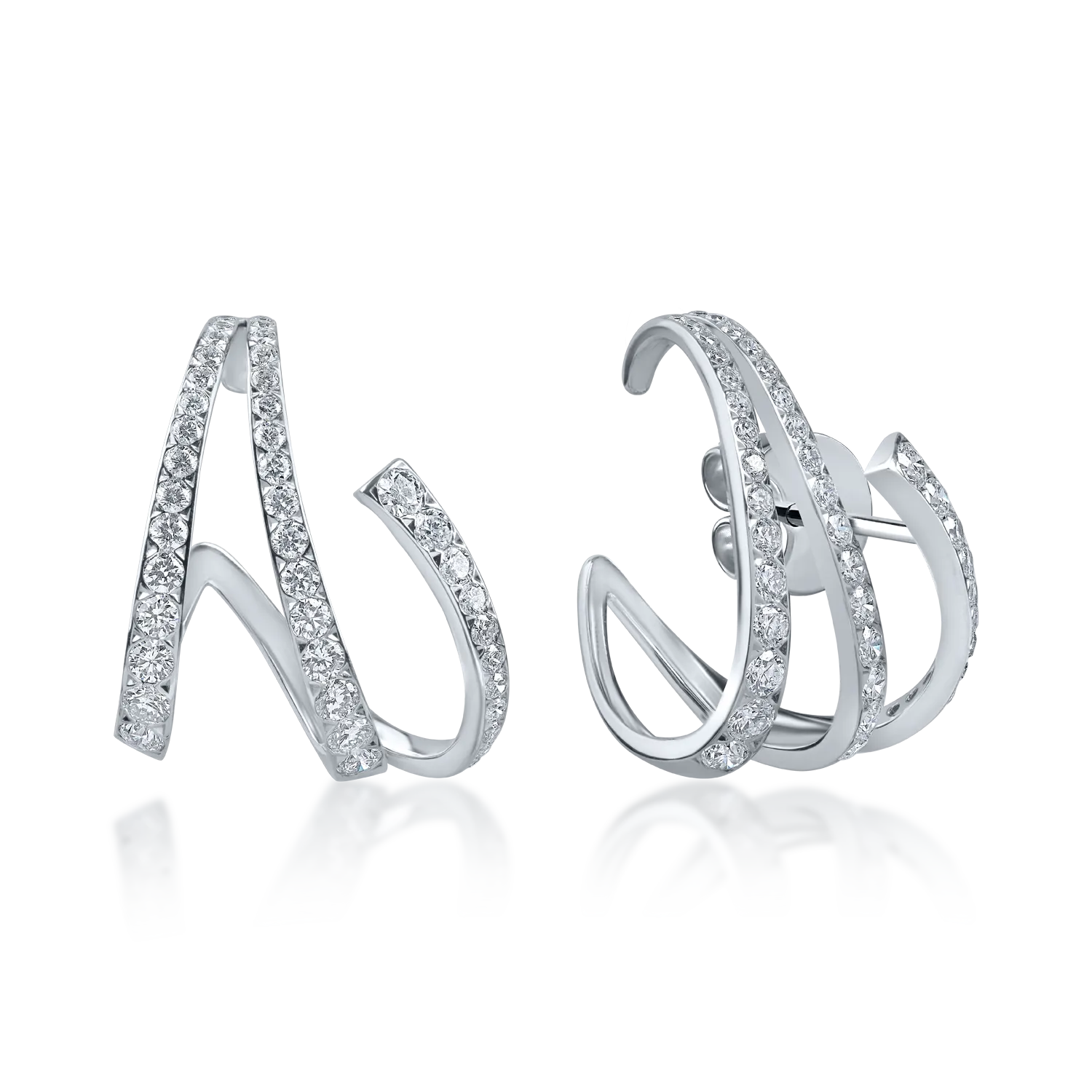 Cercei din aur alb cu diamante microsetting de 1.33ct