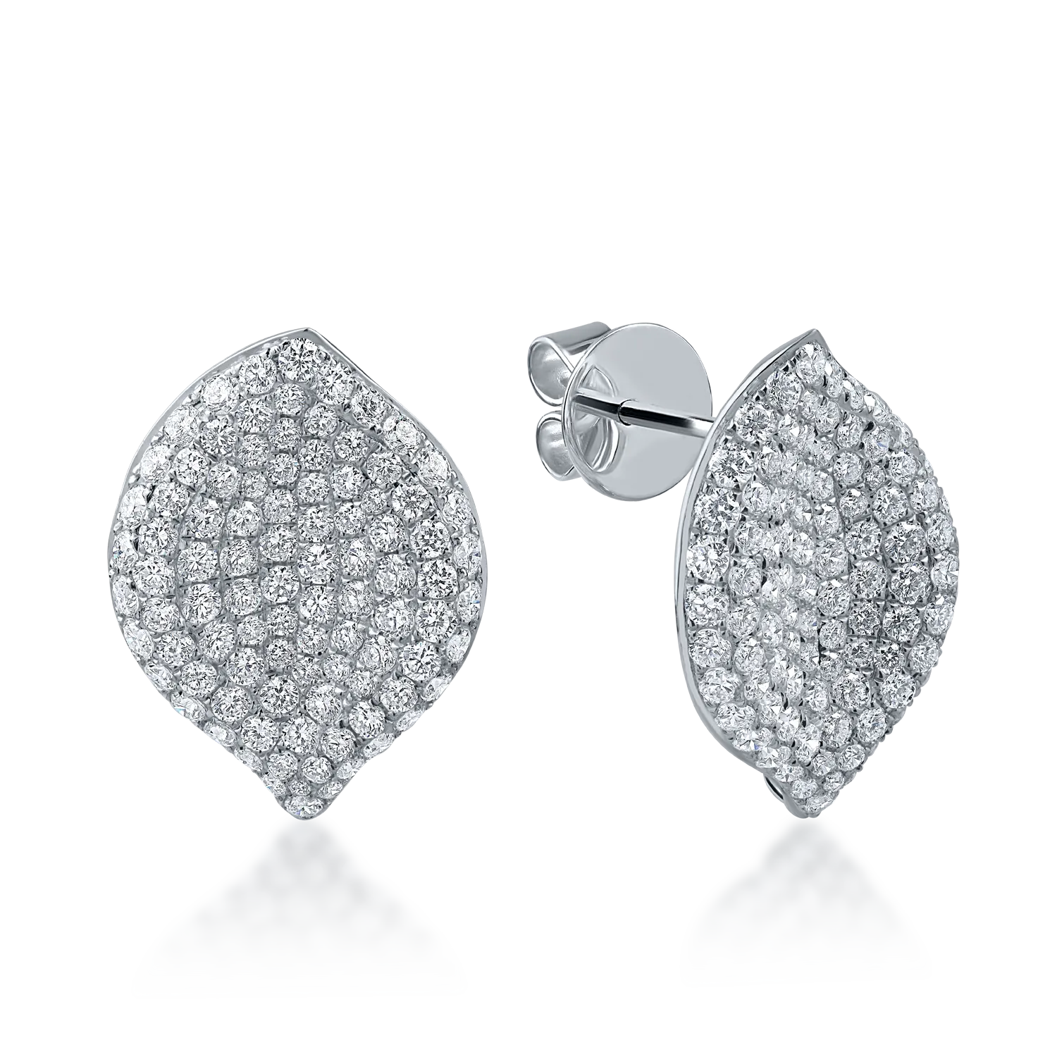 Cercei din aur alb cu diamante microsetting de 1.92ct