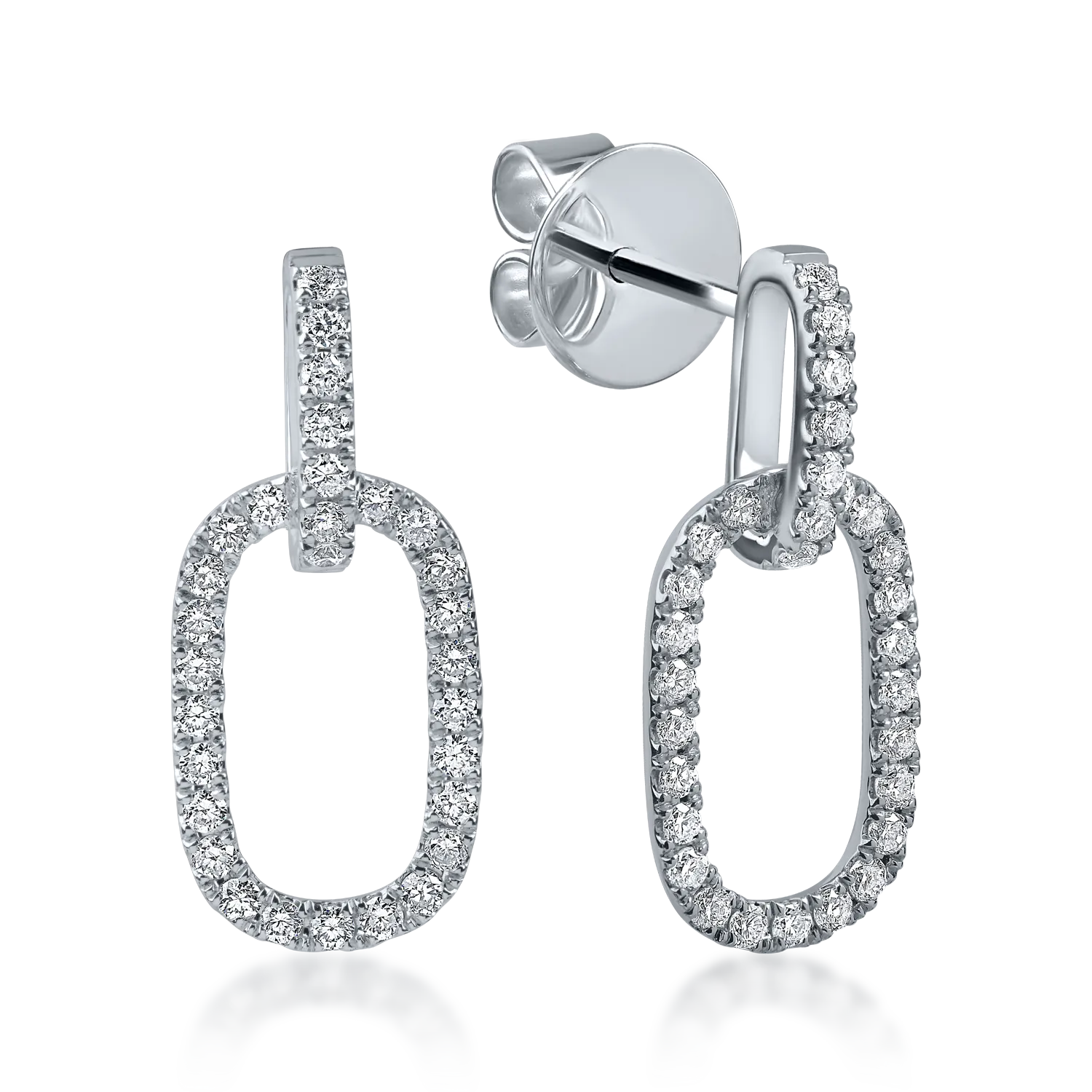 Cercei geometrici din aur alb cu diamante de 0.46ct