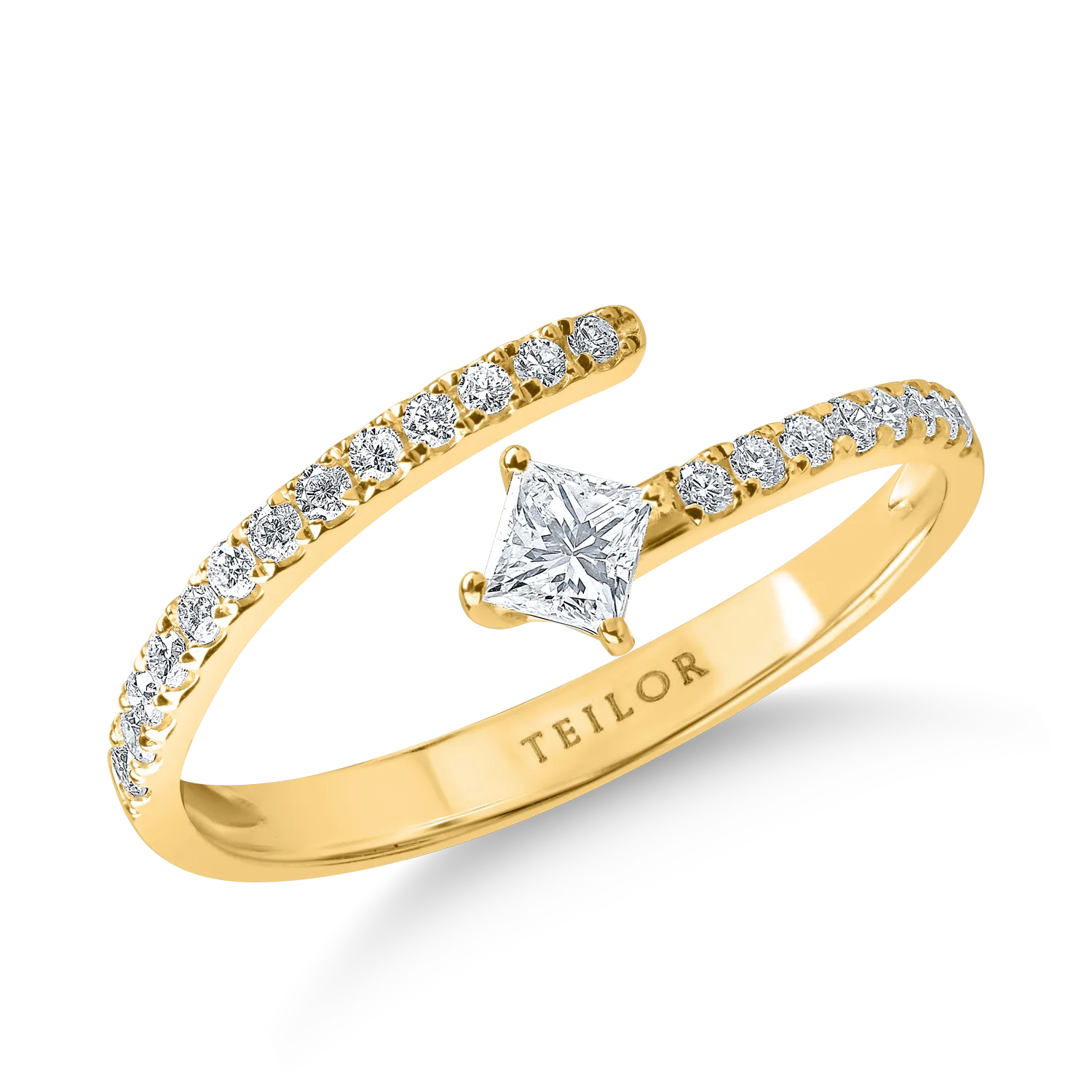 Pierścionek z żółtego złota z diamentami 0.38ct