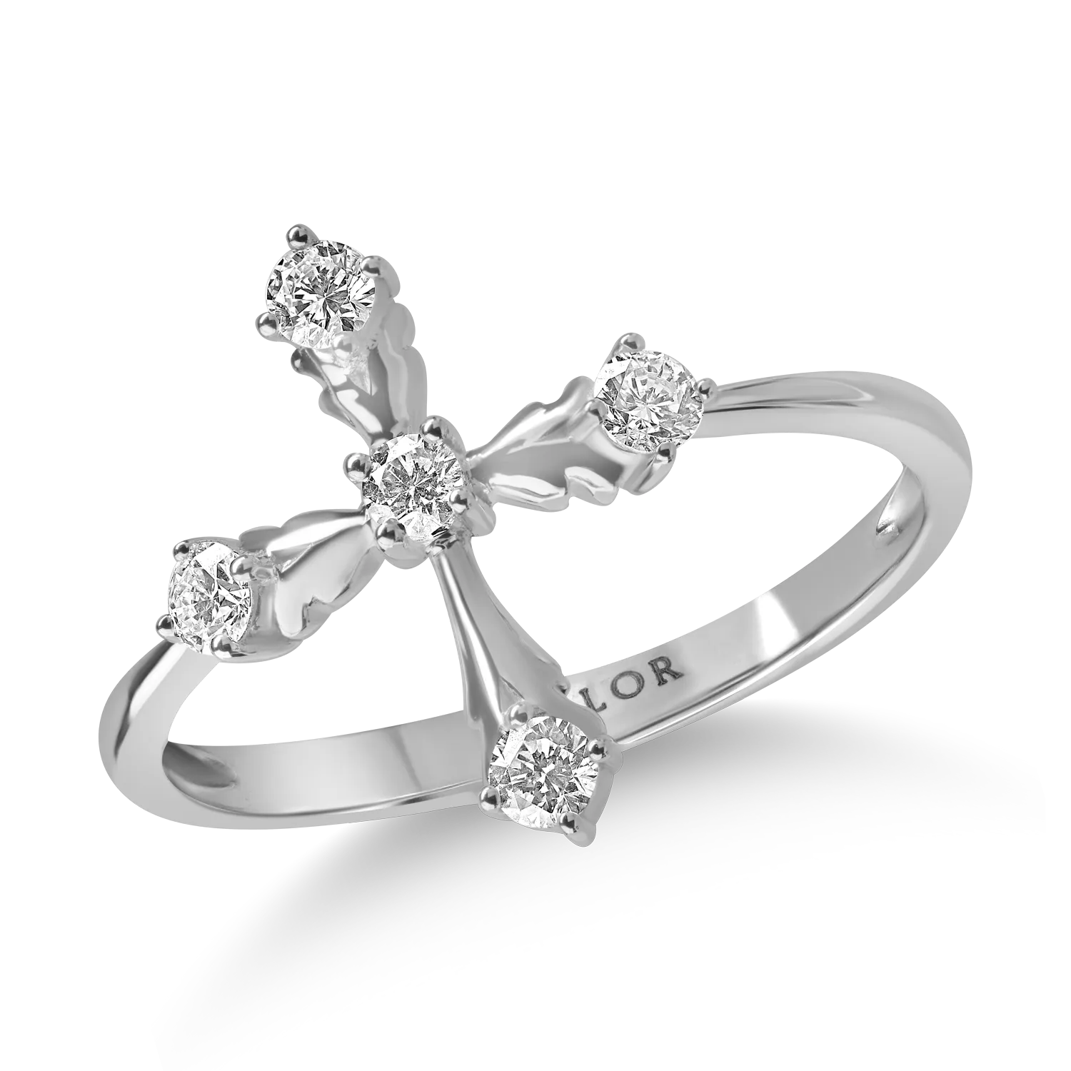 Teilor Inel cruce din aur alb cu diamante de 1.14ct