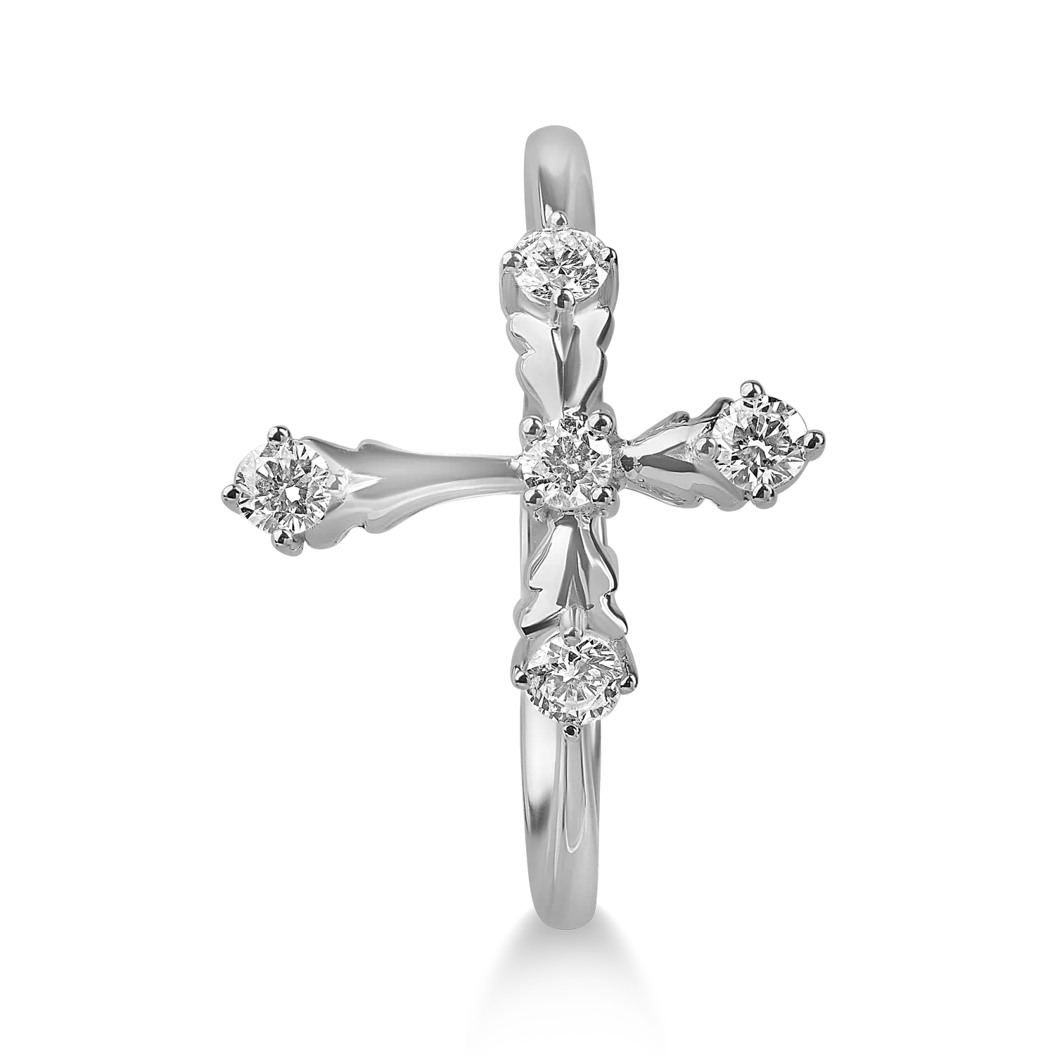 Inel cruce din aur alb cu diamante de 1.14ct