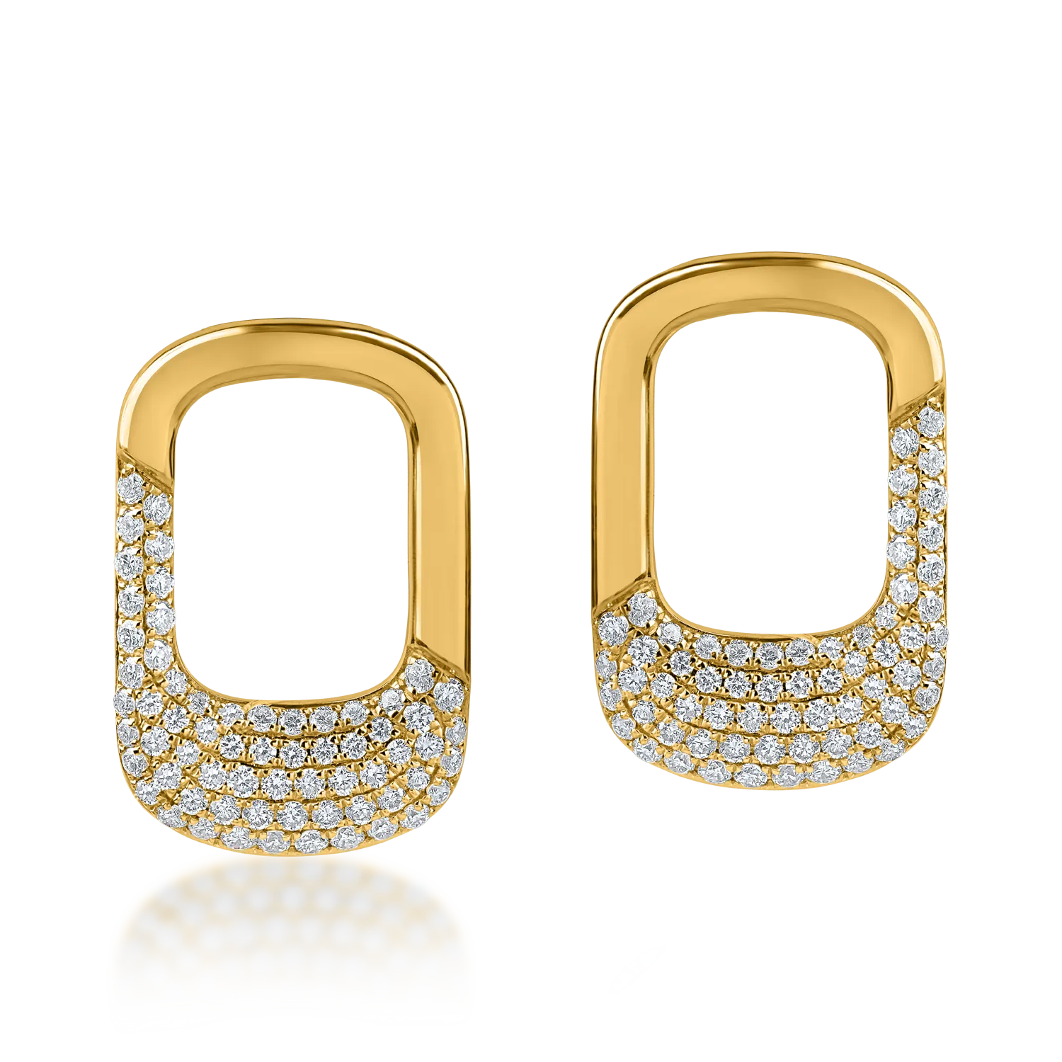Cercei geometrici din aur galben cu diamante de 0.5ct