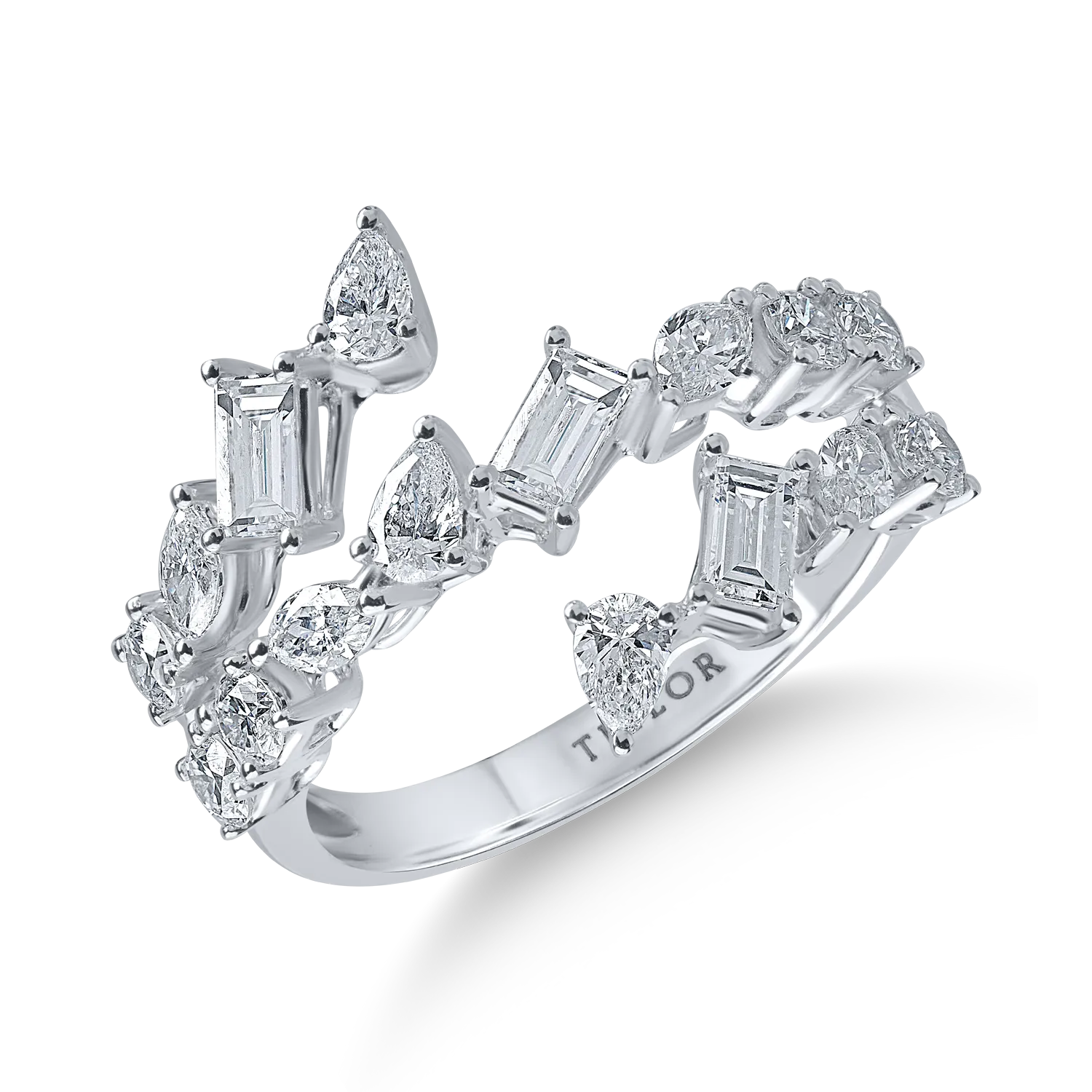Inel din platina cu diamante baguette, marquise si rotunde de 1.16ct