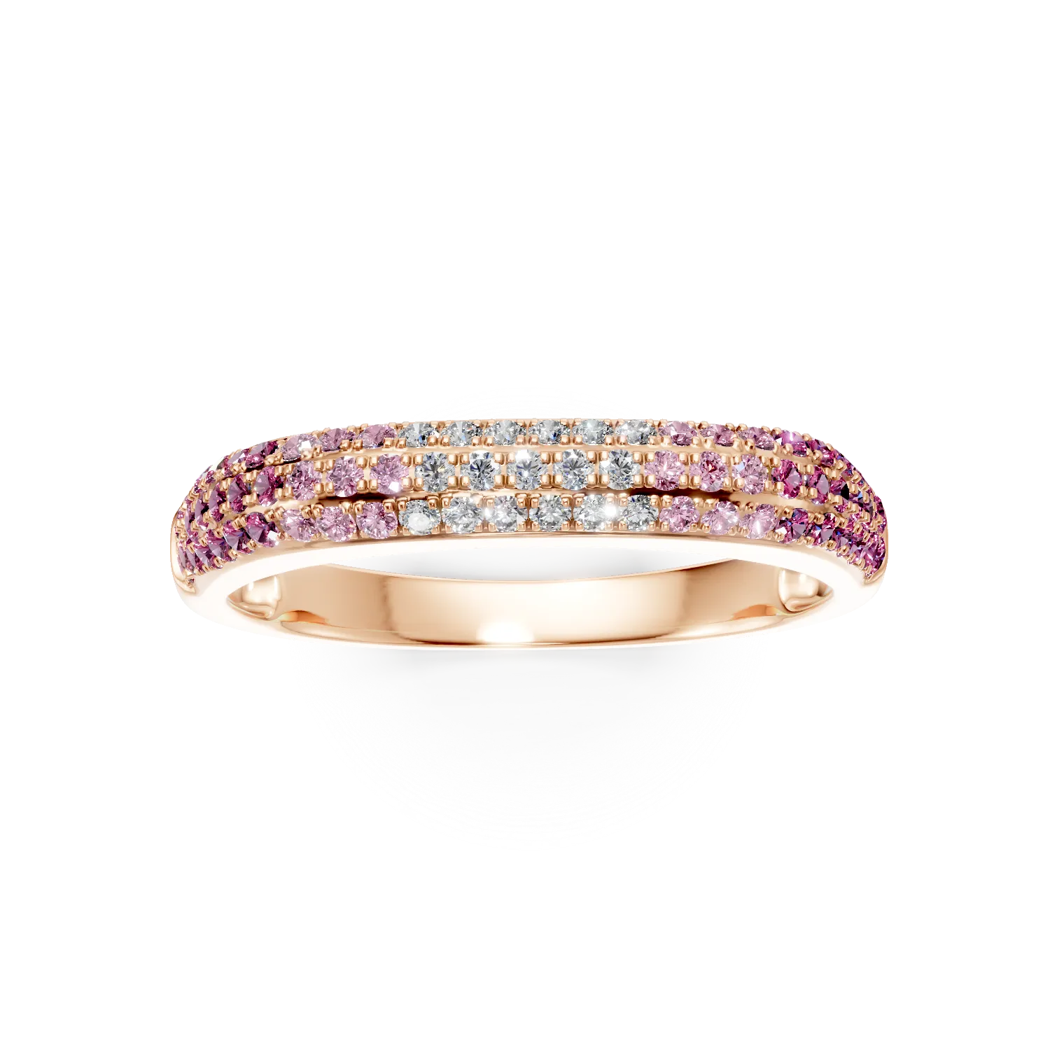 Pierscionek z rozowego zlota z szafirami 0.43ct oraz diamentami 0.12ct
