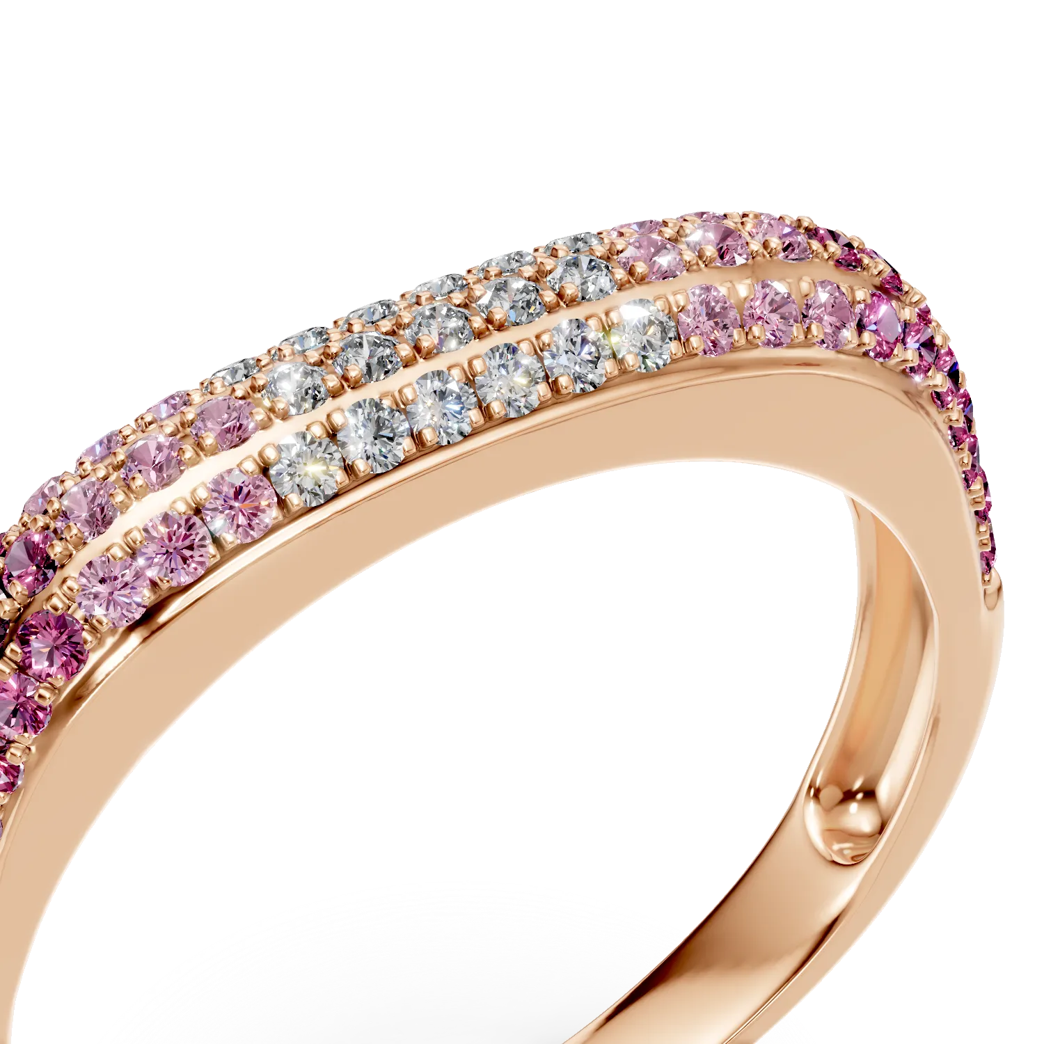 Pierscionek z rozowego zlota z szafirami 0.43ct oraz diamentami 0.12ct