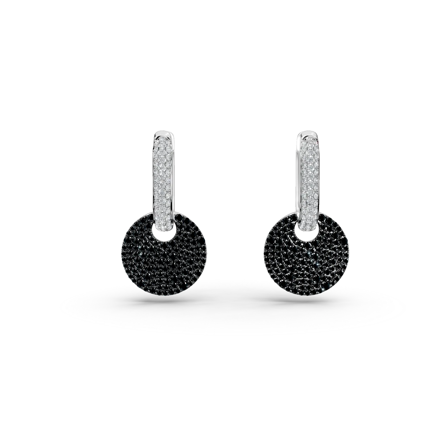 White gold earrings with 1.61ct black and clear diamonds-200349