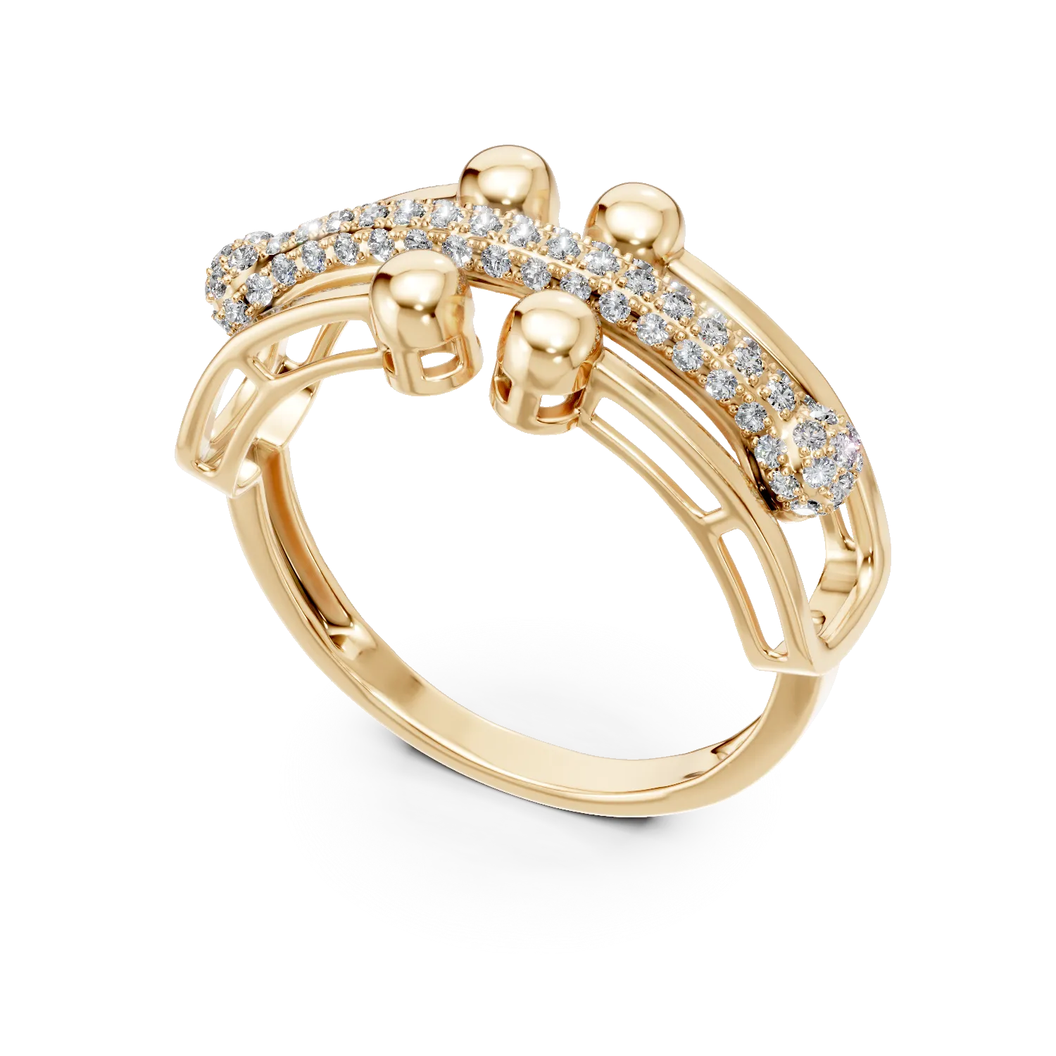 Sárga arany gyűrű 0.34ct gyémántokkal