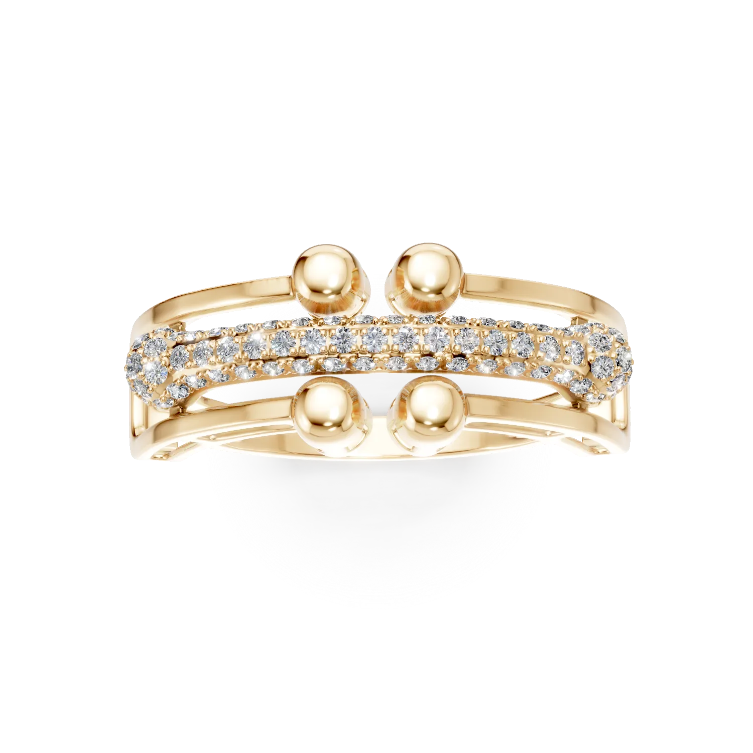 Inel din aur galben cu diamante de 0.34ct - imagine 3