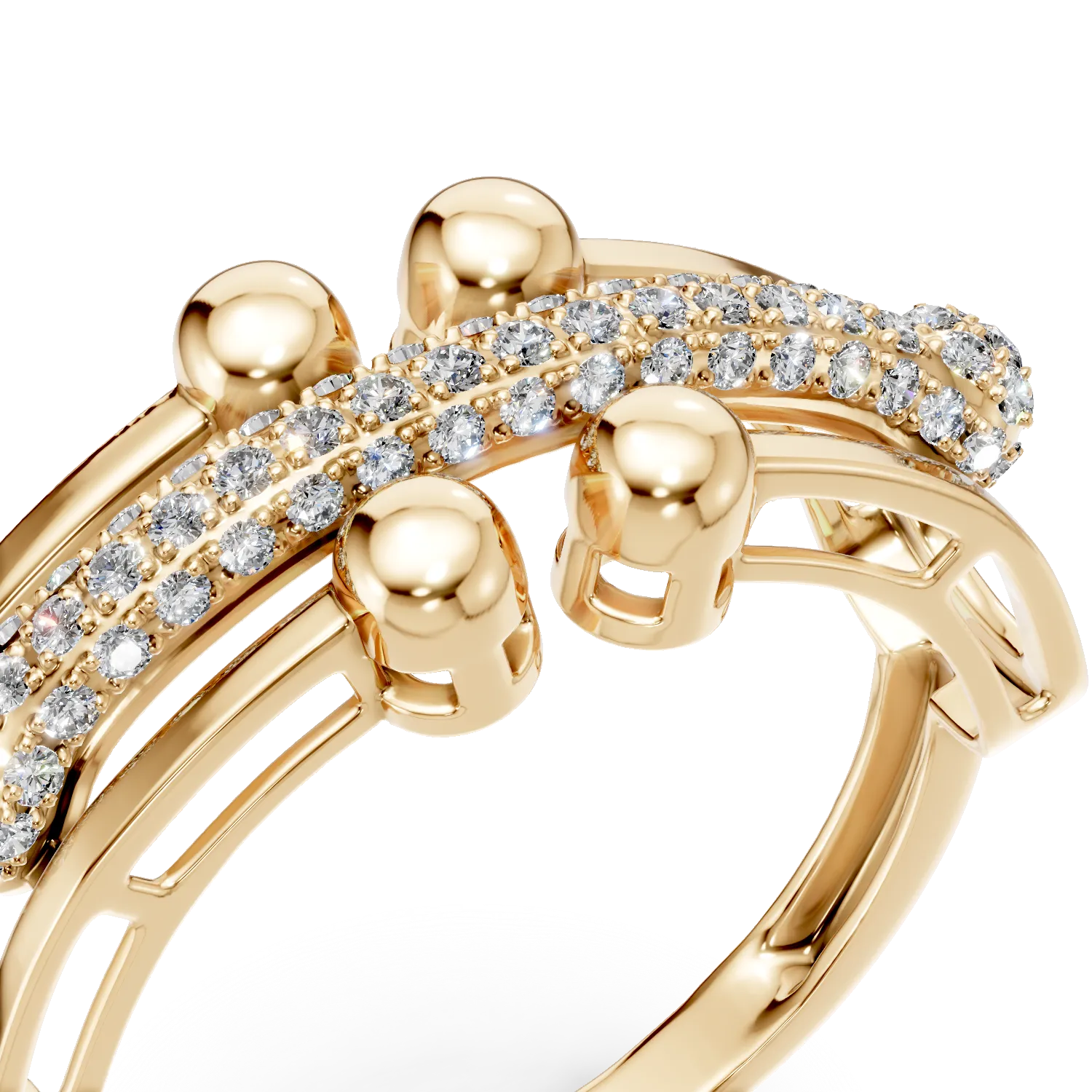 Sárga arany gyűrű 0.34ct gyémántokkal