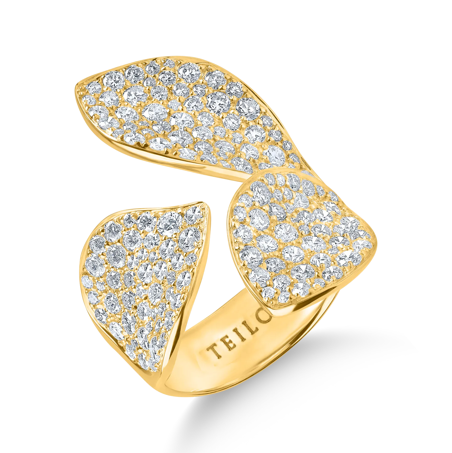 Inle floral din aur galben cu diamante de 2.24ct