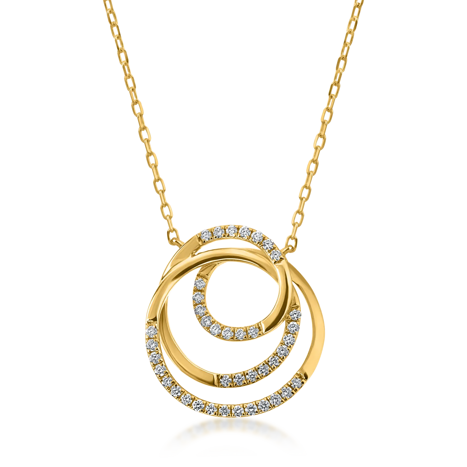 Lant cu pandantiv geometric din aur galben cu diamante de 0.24ct