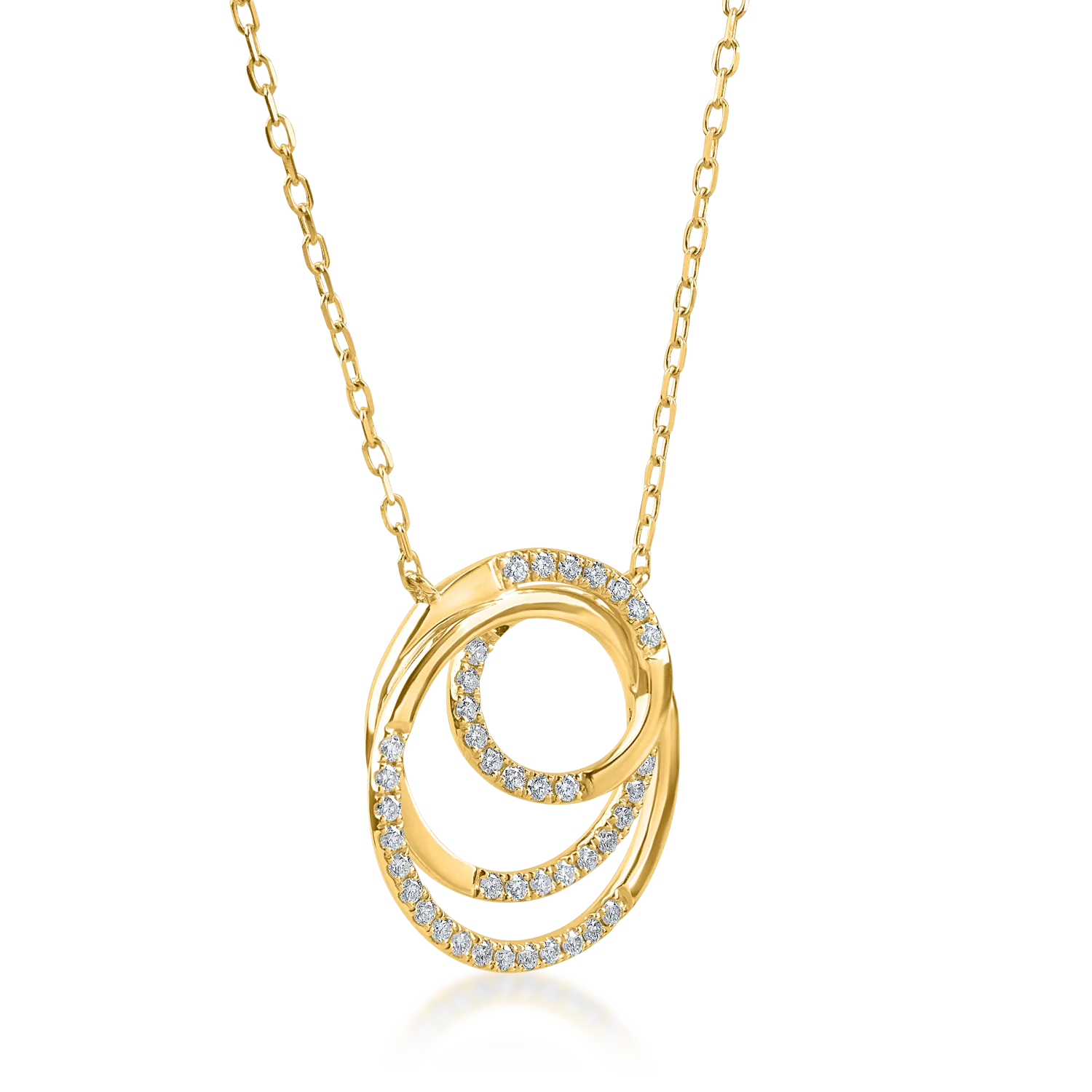 Lant cu pandantiv geometric din aur galben cu diamante de 0.24ct - imagine 2