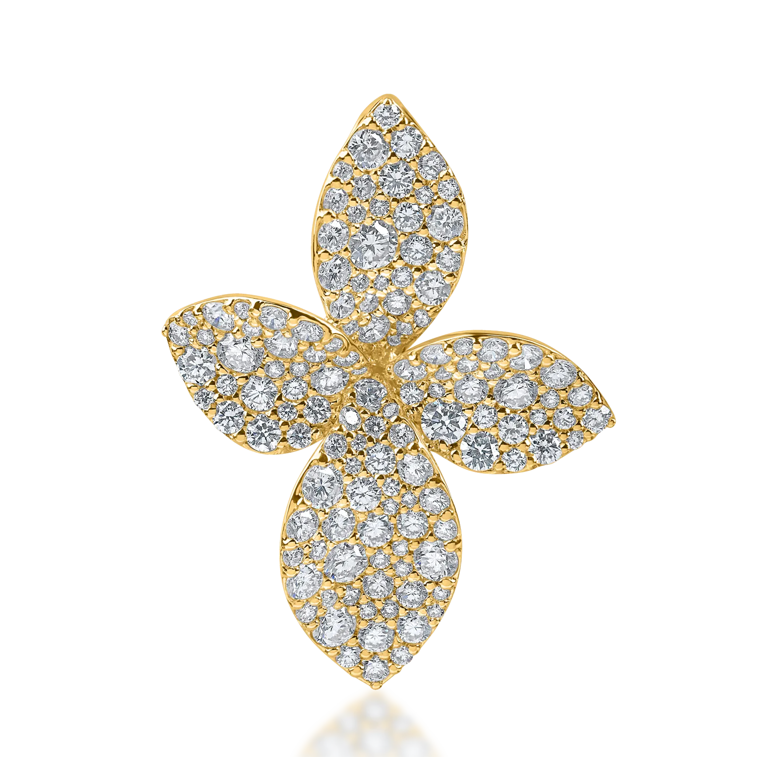 Teilor Pandantiv floral din aur galben cu diamante de 1.9ct