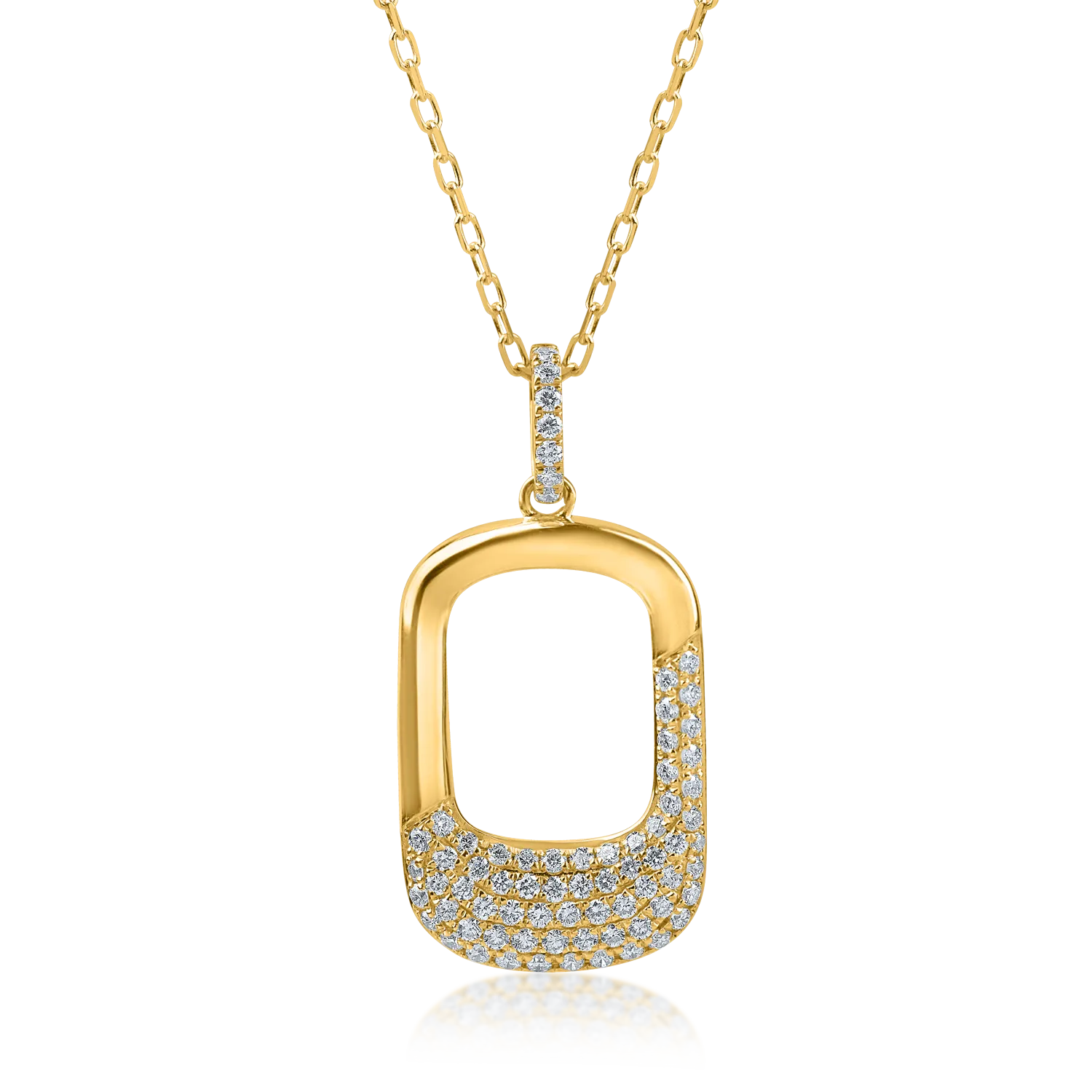 Teilor Lant cu pandantiv geometric din aur galben cu diamante de 0.34ct