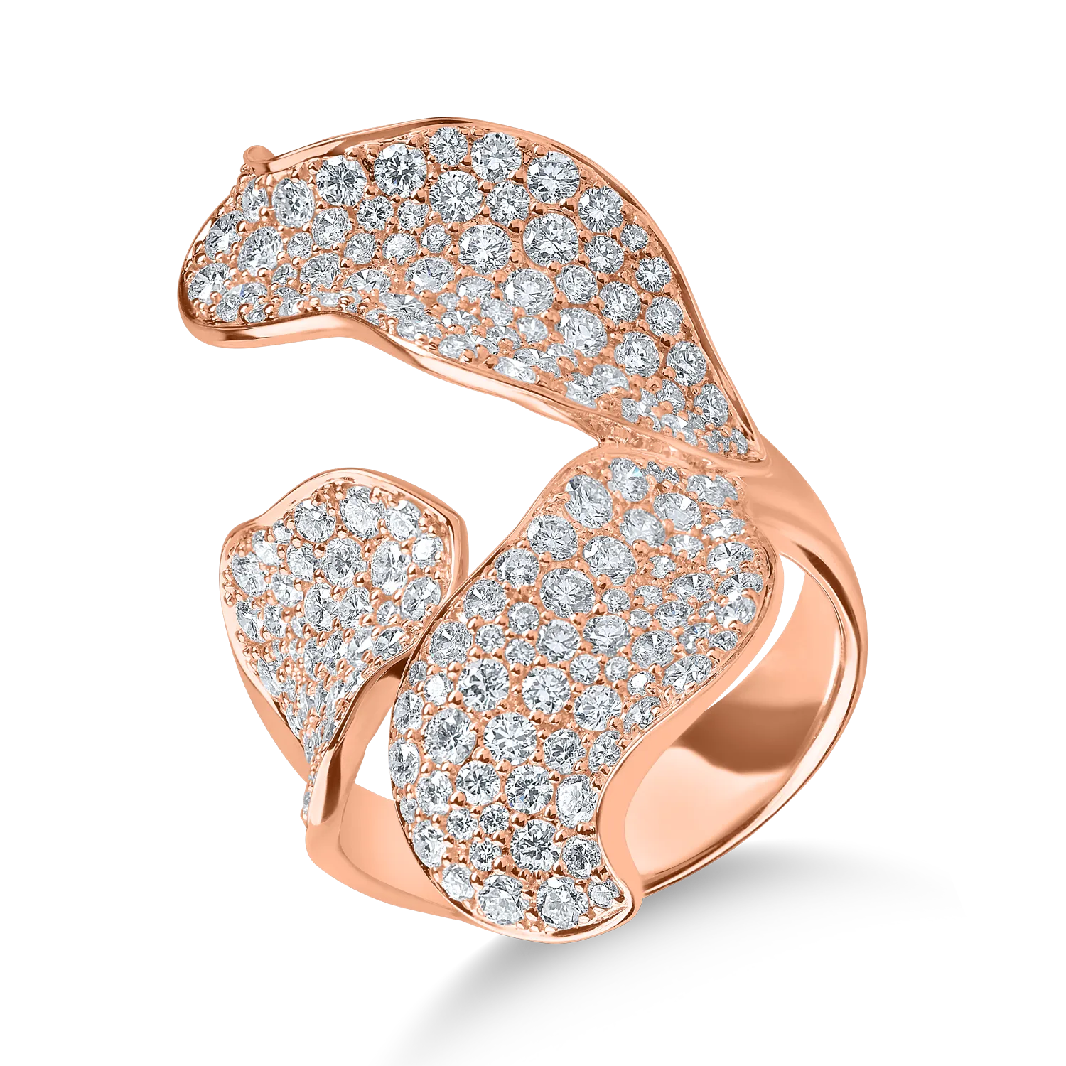 Inel floral din aur roz cu diamante de 2.44ct