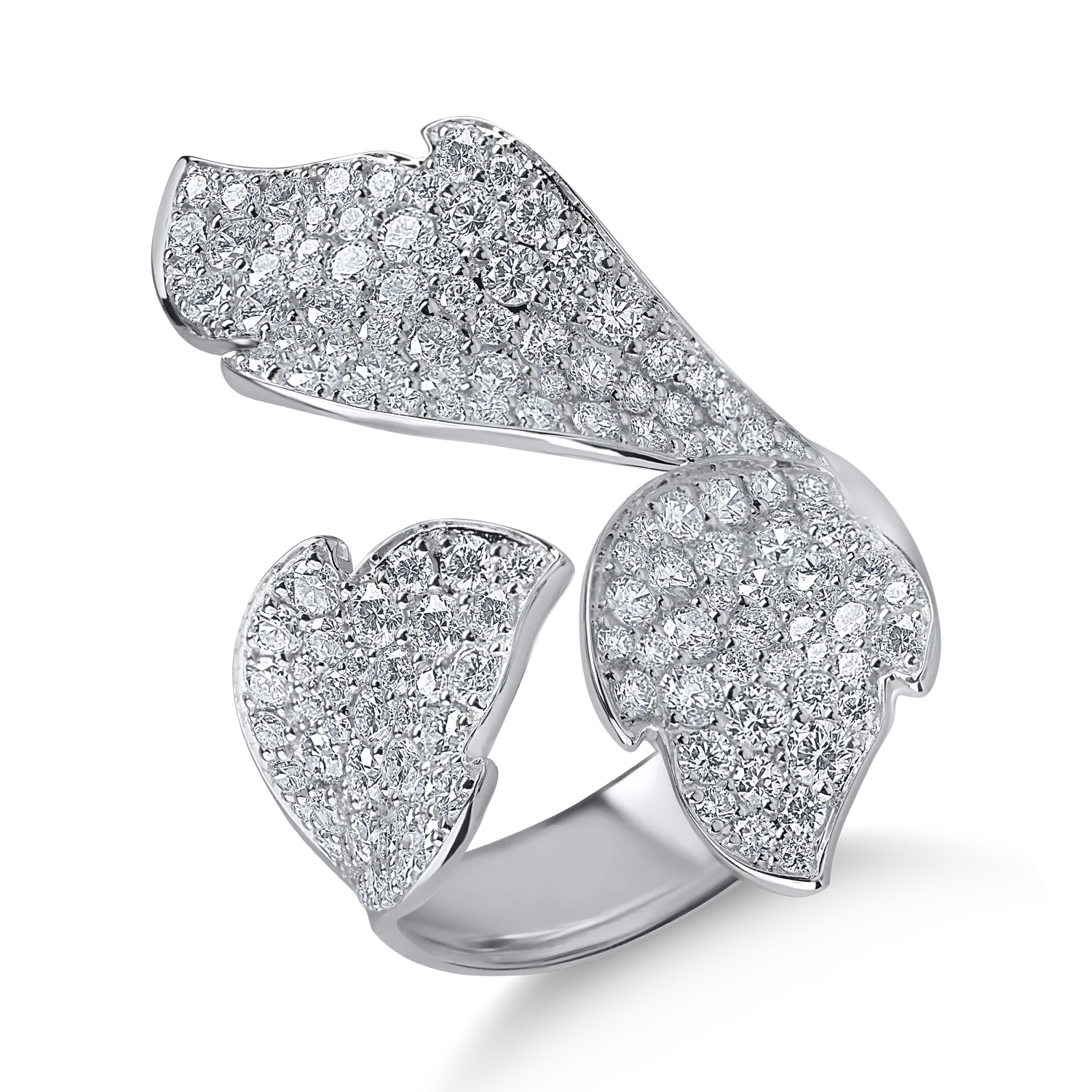 Inle floral din aur alb cu diamante de 1.94ct