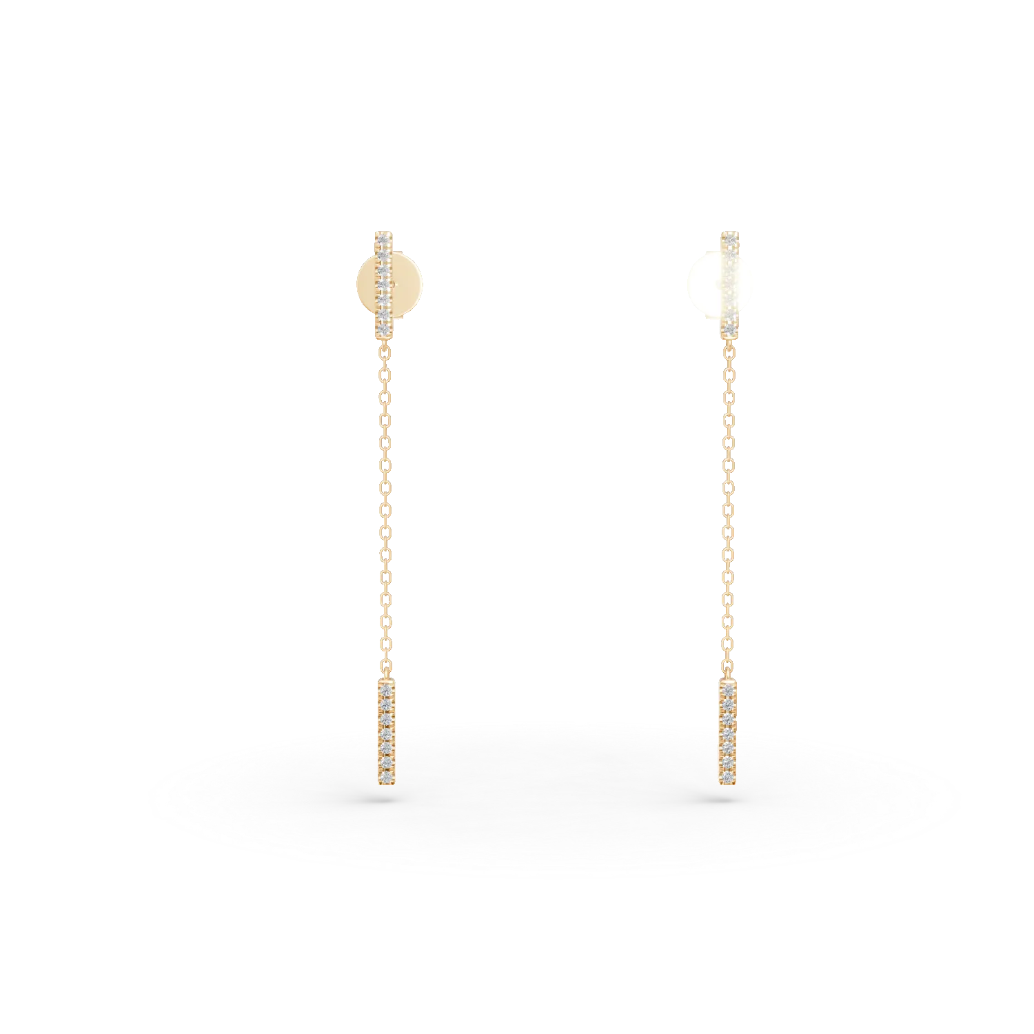 Yellow gold long earrings with 0.14ct diamonds-200528