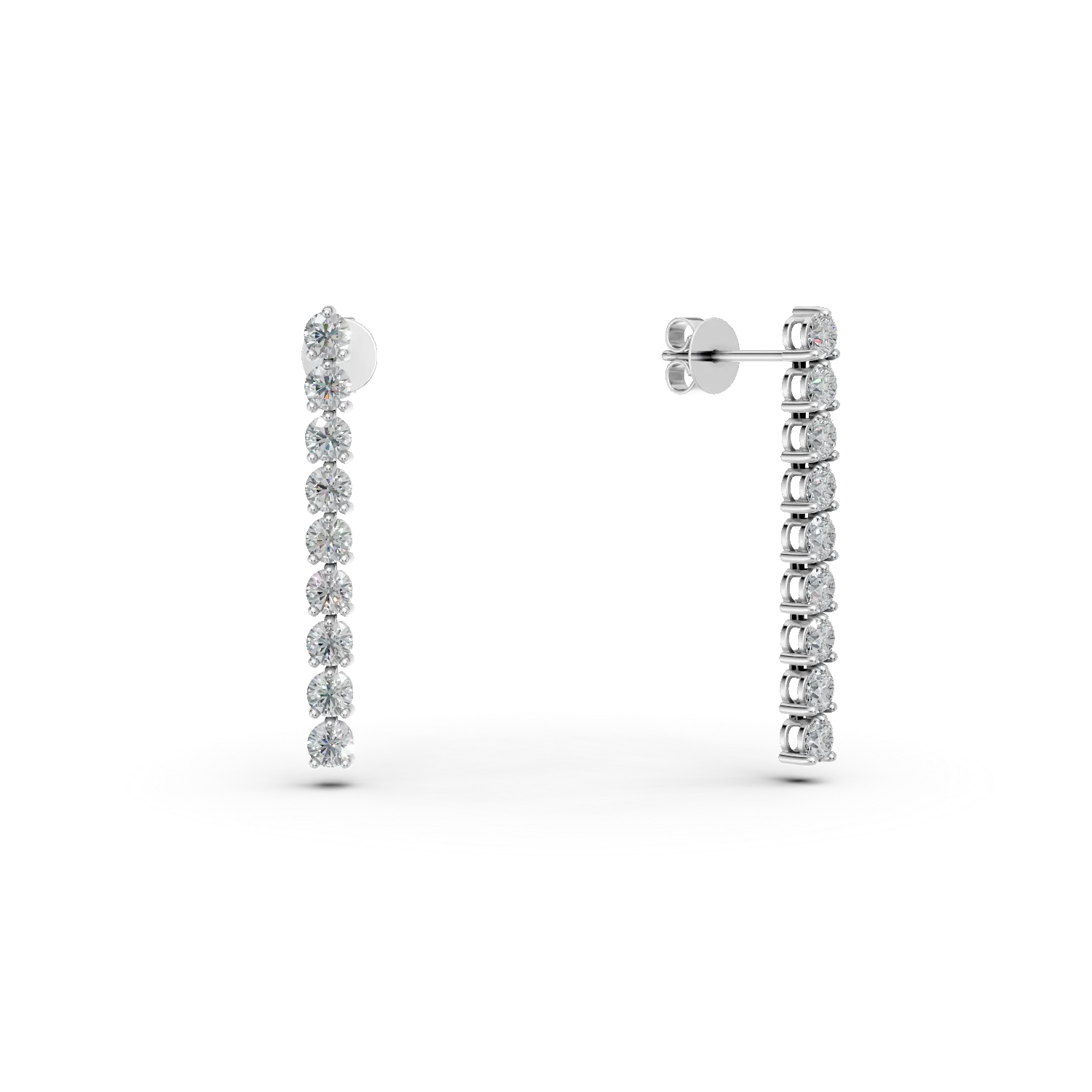 Cercei lungi din aur alb cu diamante de 3.13ct