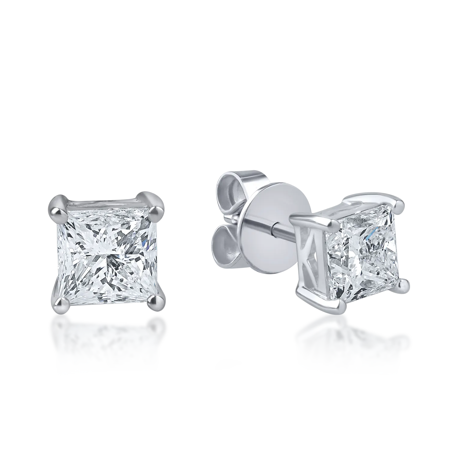 Teilor Cercei din aur alb cu diamante princess solitaire de 2.06ct