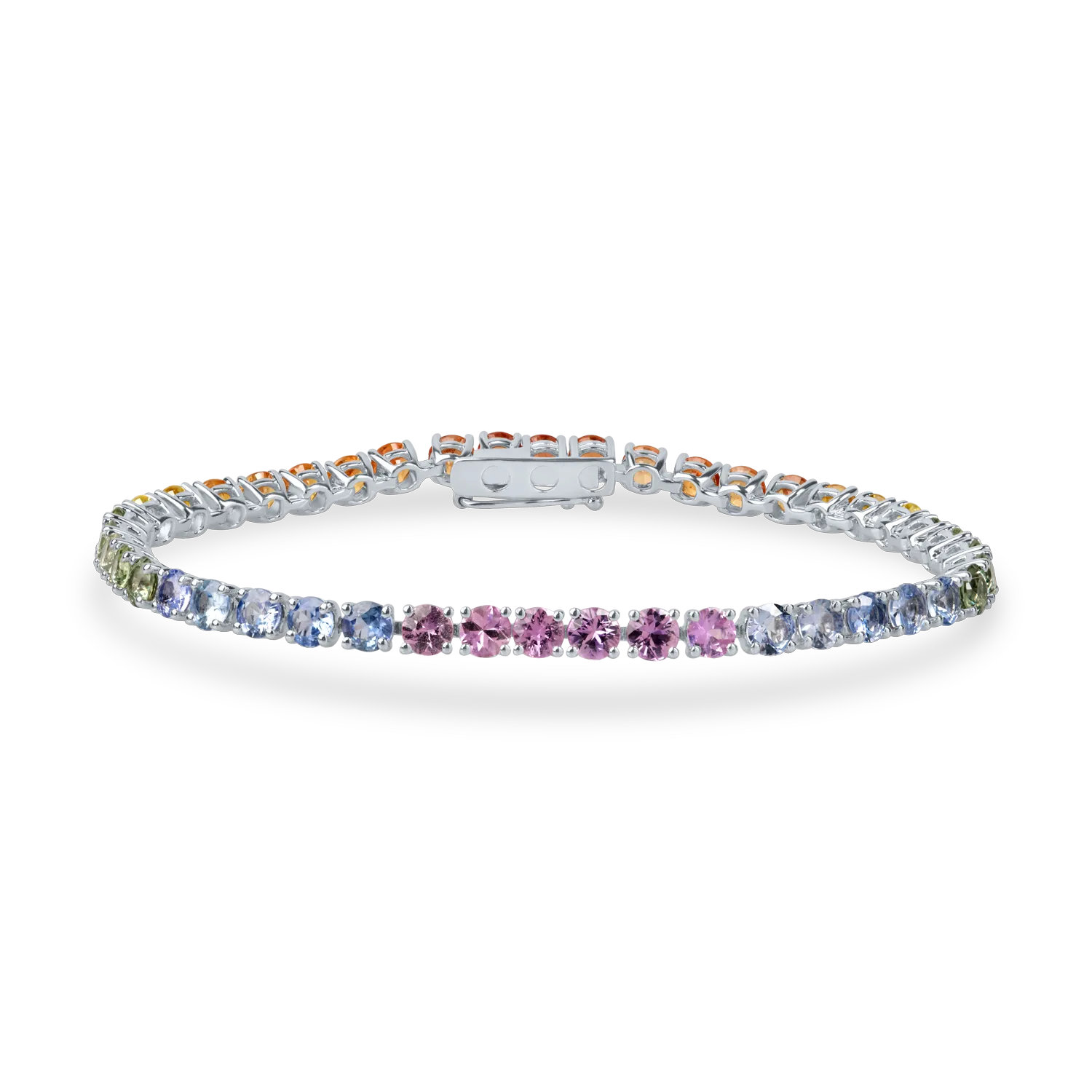 Bratara tennis din aur alb cu safire multicolore de 8.84ct-200636