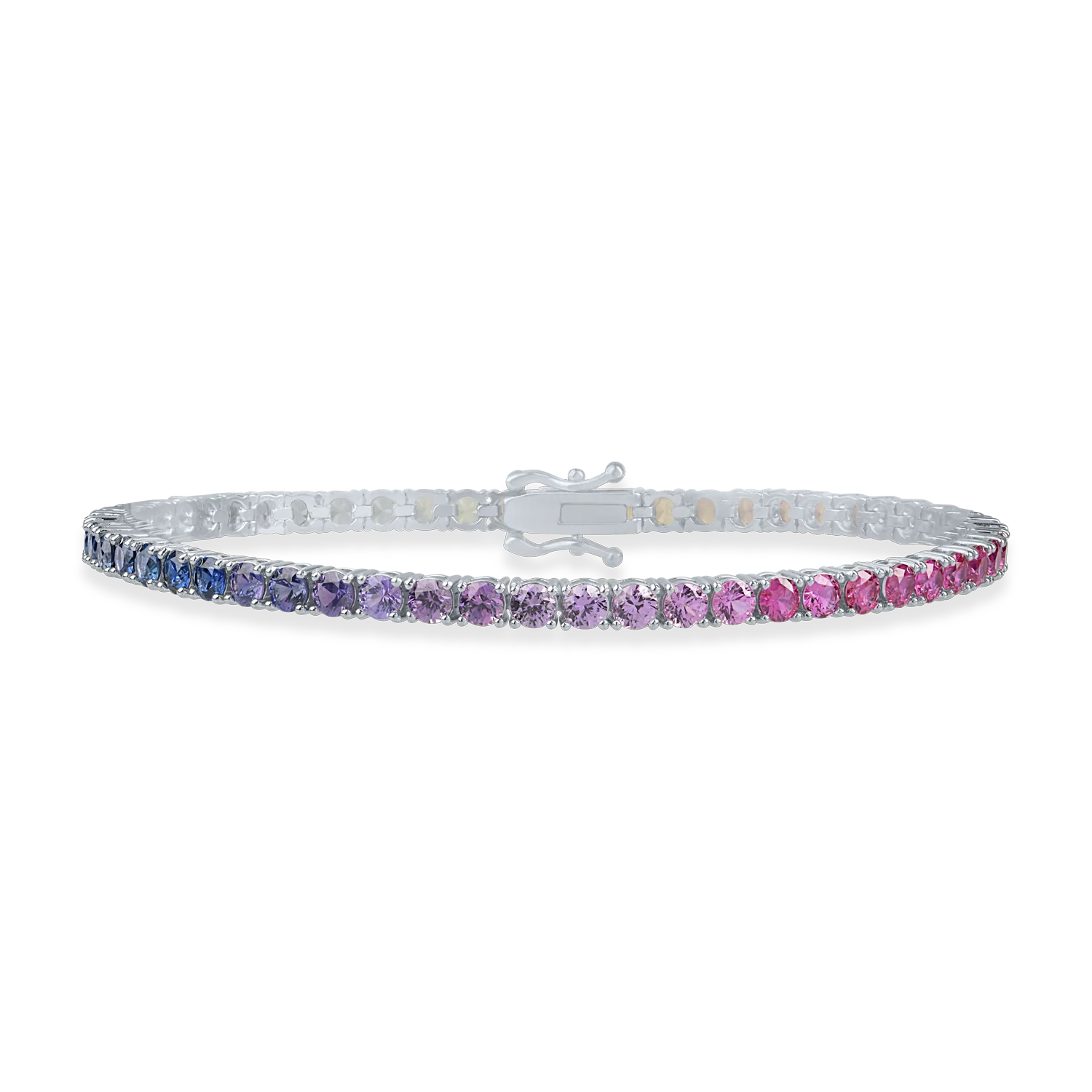 White gold tennis bracelet with multicolored sapphires 7.2ct-200649