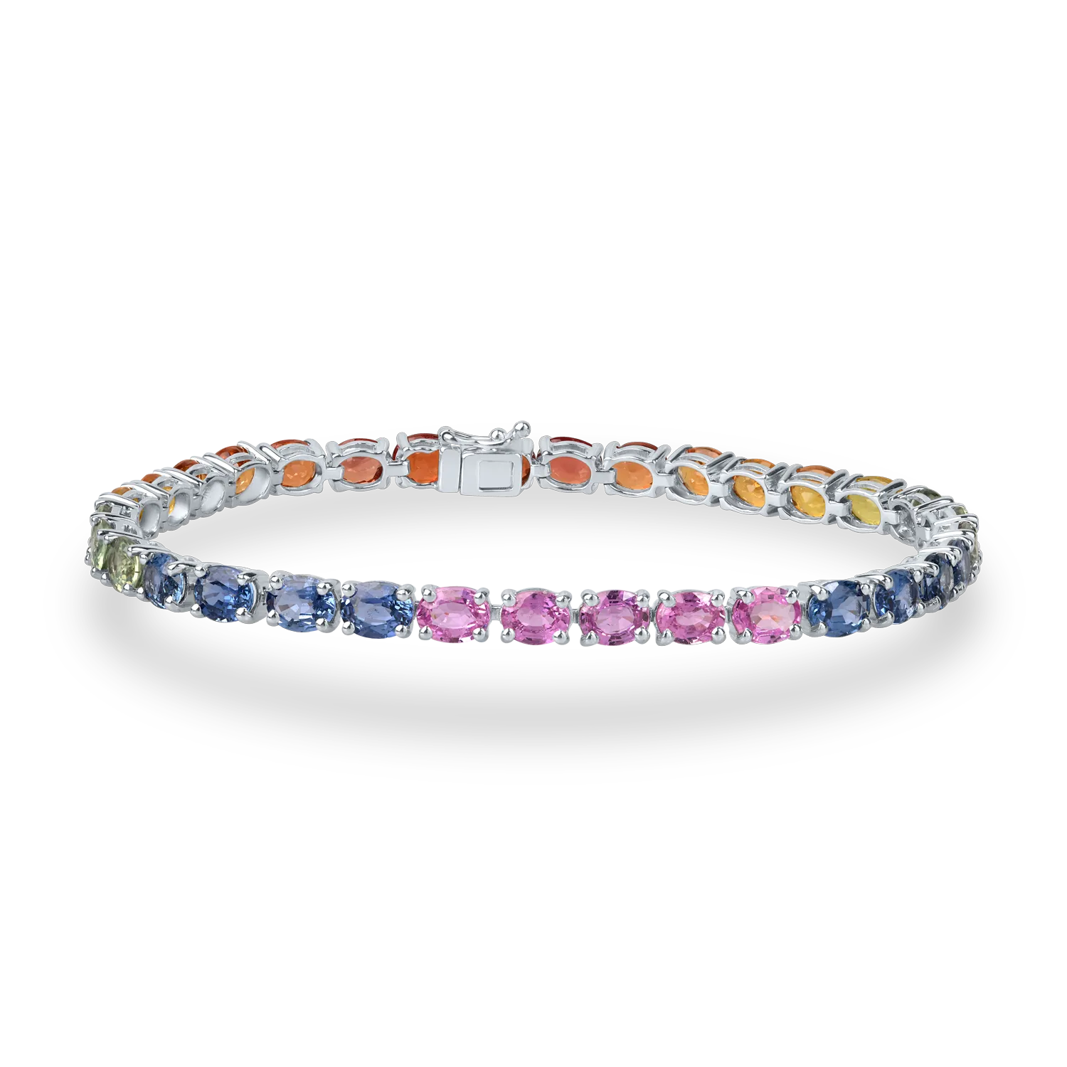Bratara tennis din aur alb cu safire multicolore ovale de 15.18ct-200650