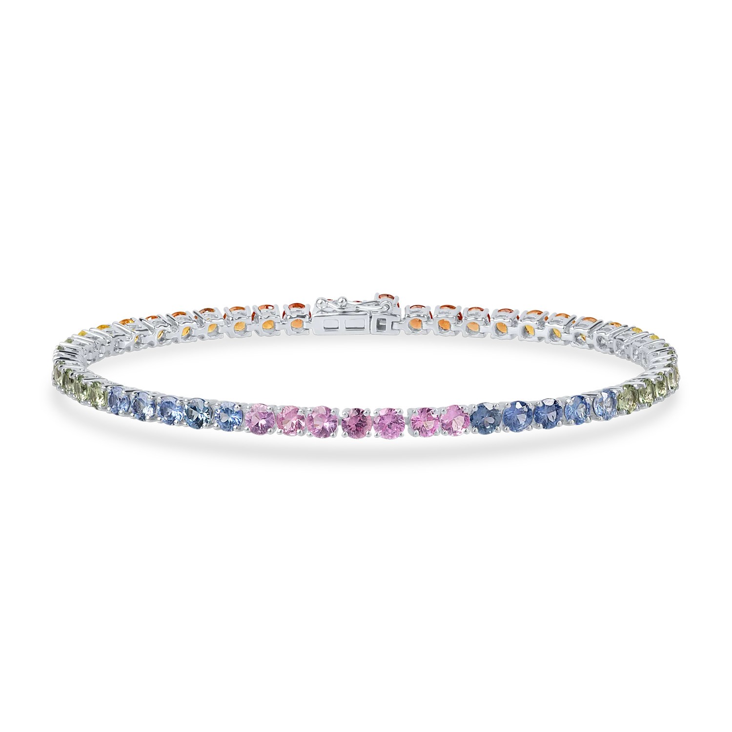 Bratara tennis din aur alb cu safire multicolore de 7.17ct-200653