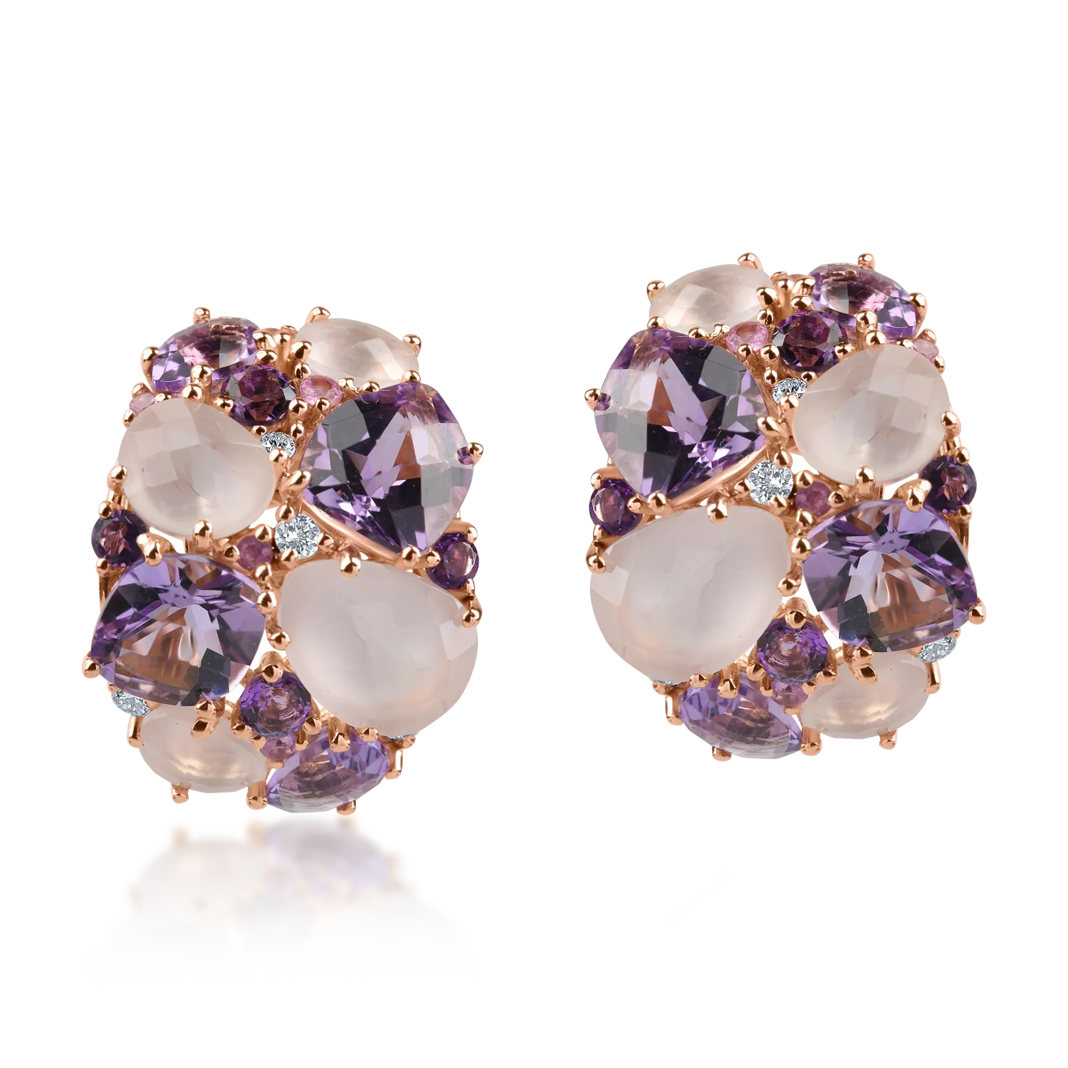 Cercei din aur roz cu pietre pretioase si semipretioase de 8.82ct