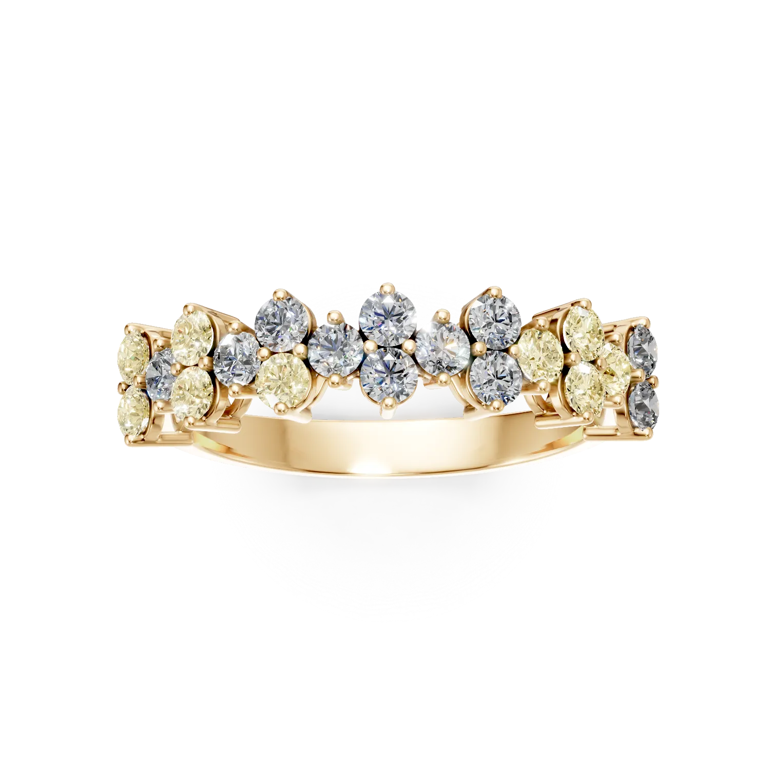 Pierścionek z żółtego złota z wielokolorowymi diamentami 0.89ct