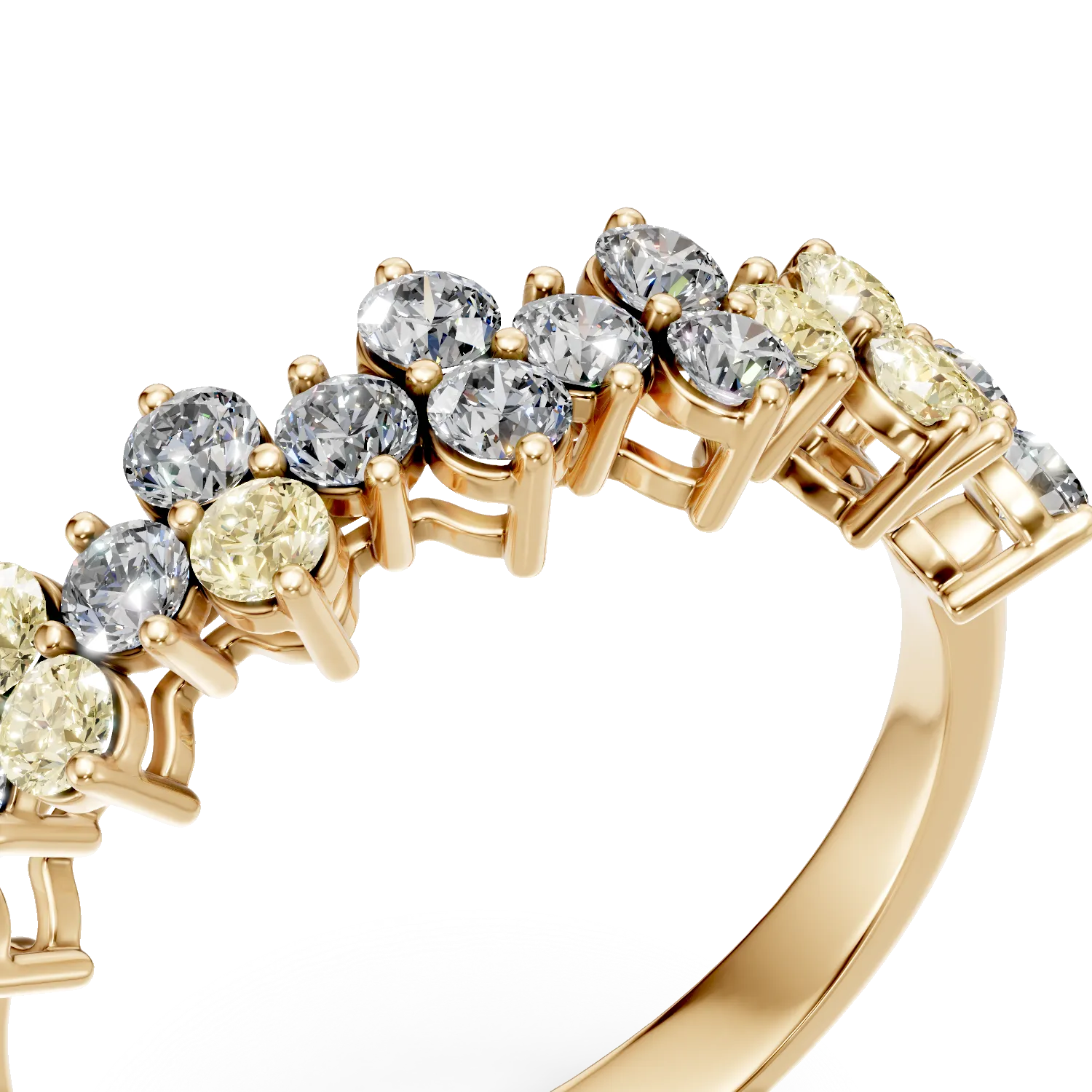 Inel din aur galben cu diamante multicolore de 0.89ct - imagine 4