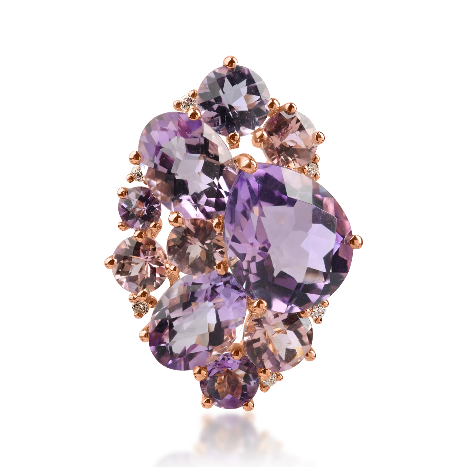 Pandantiv din aur roz cu pietre pretioase si semipretioase de 7.95ct